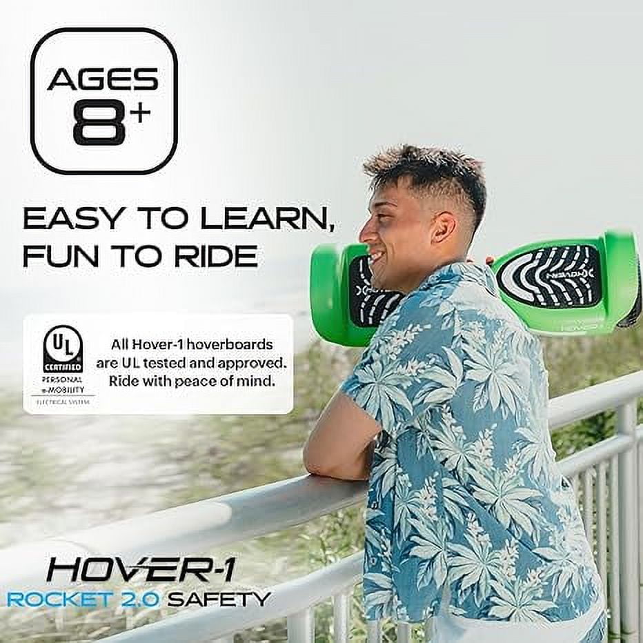Hover-1 Rocket 2.0 Hoverboard for Teens, LED Lights, Max Speed 7 mph, Green - Image 4