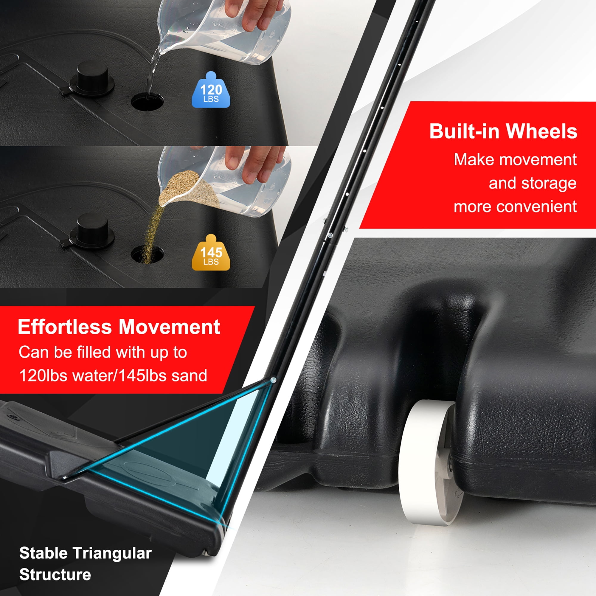 Costway 4.5'-10' Adjustable Height Shatterproof Outdoor Portable Basketball System (Adult) - Image 5