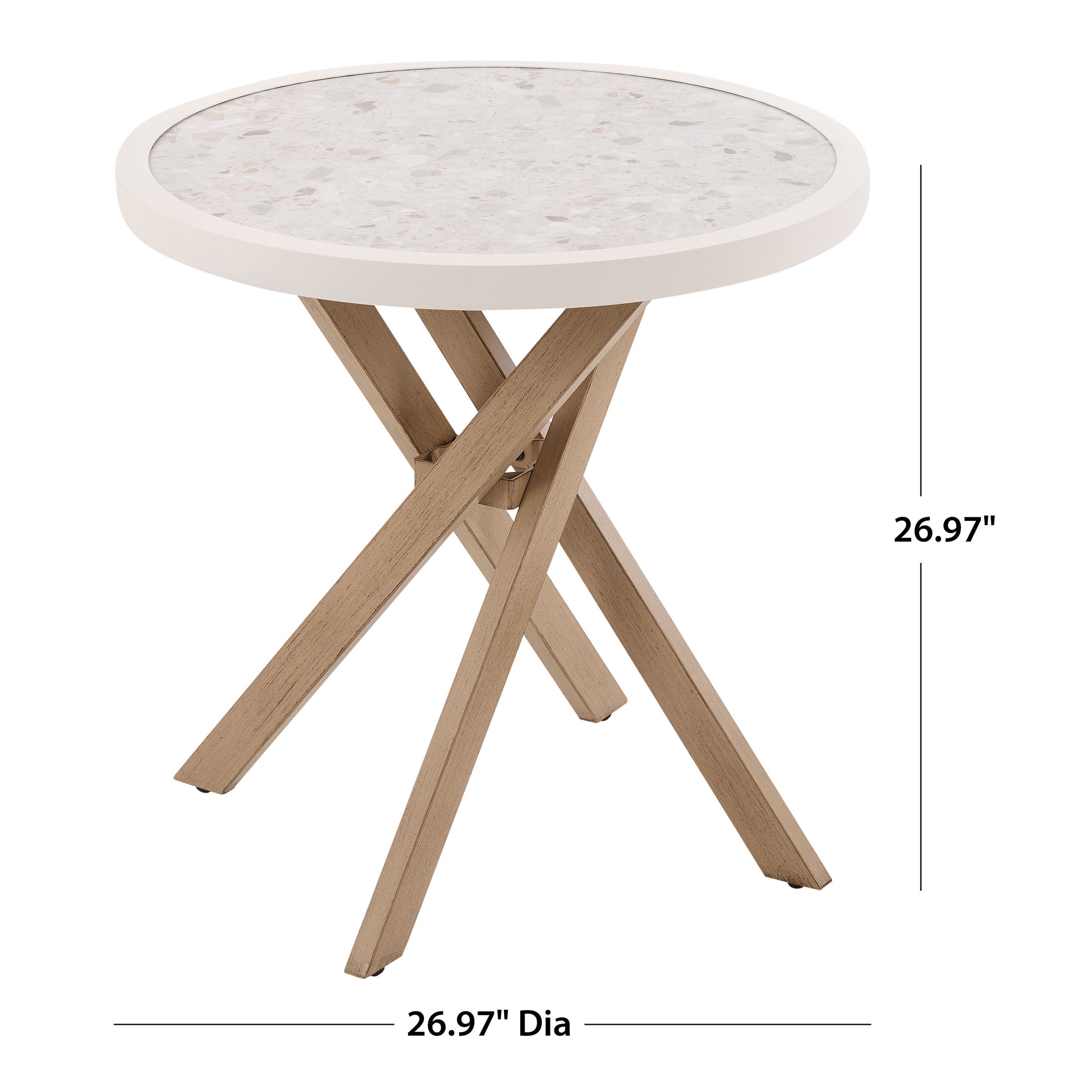 Better Homes & Gardens Paige 27" Round Outdoor Tile Top Bistro Table, White - Image 2
