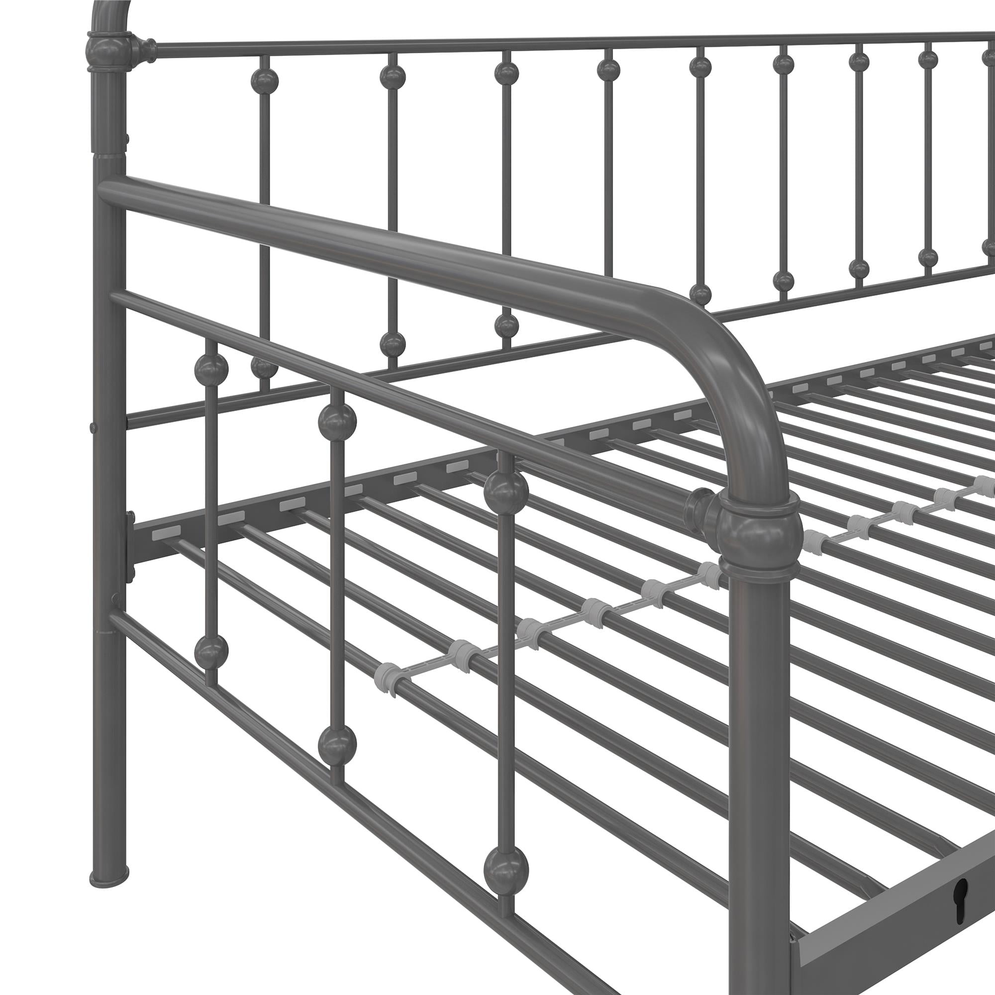DHP Locky Metal Daybed with Pop Up Trundle Bed, Twin over Twin, Gunmetal Gray - Image 4