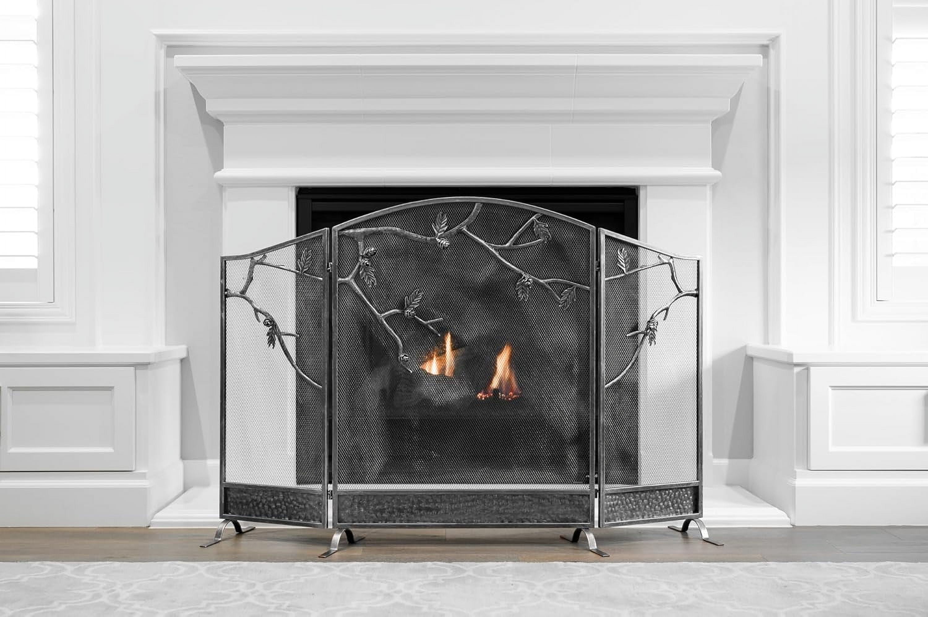 Barton Premium Fireplace Screen, 3-Panel 53" x 36" Decorative Tree Branch Freestanding Fireplace Cover, Decorative Spark Guard Gate - Image 2