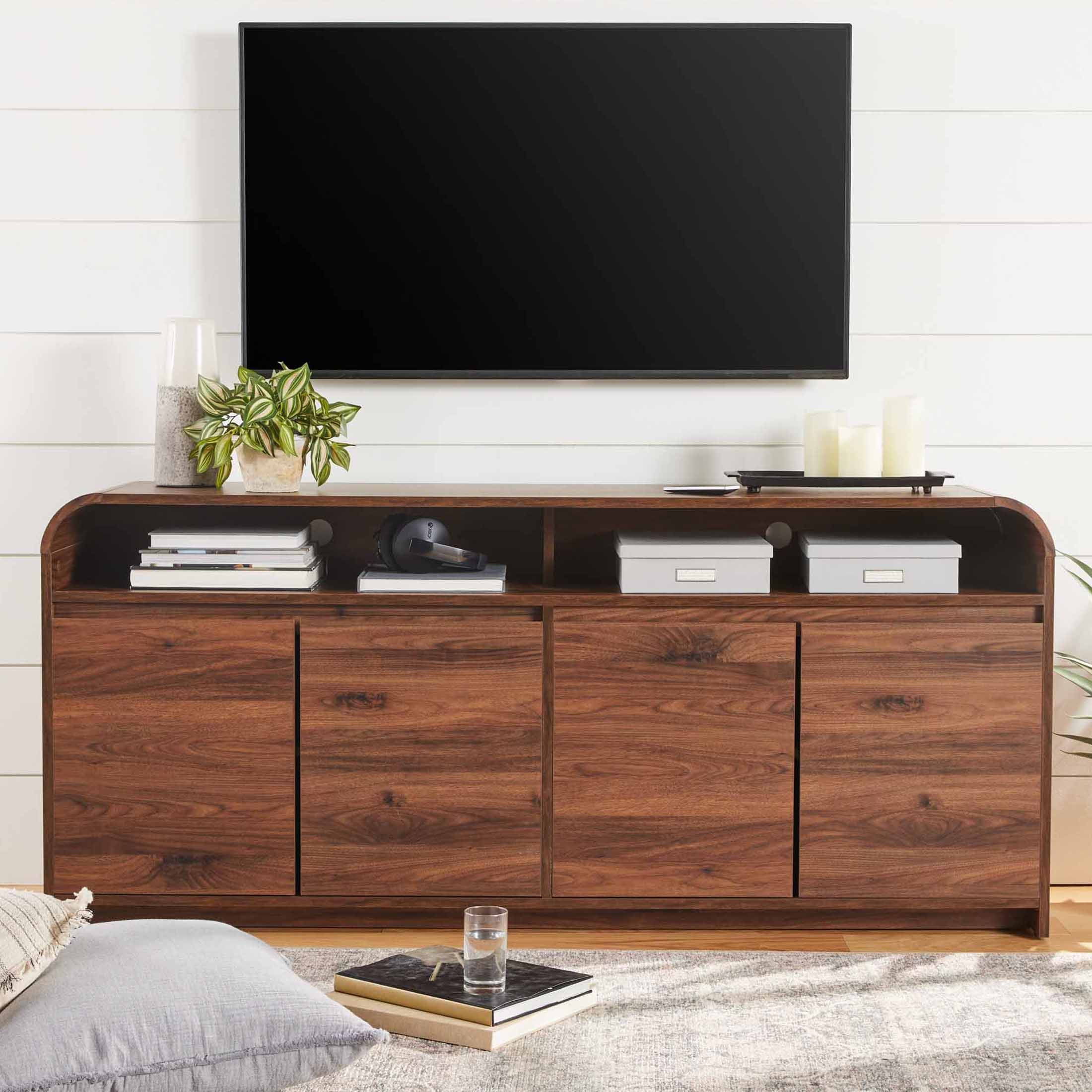 Better Homes & Gardens Juliet Curved TV Stand for TVs up to 75”, Walnut Finish - Image 8
