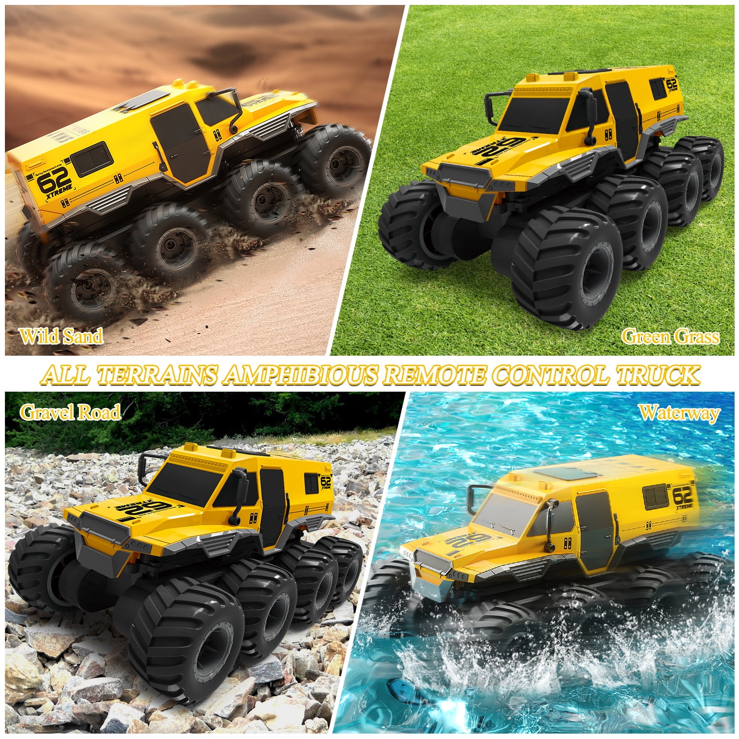 Fisca Amphibious Remote Control Car, 8 Wheel Drive RC Cars for Boys Age 8-12, 1:12 Offroad Waterproof RC Trucks, 2.4G All Terrain RC Drift Cars for Adults - Image 4