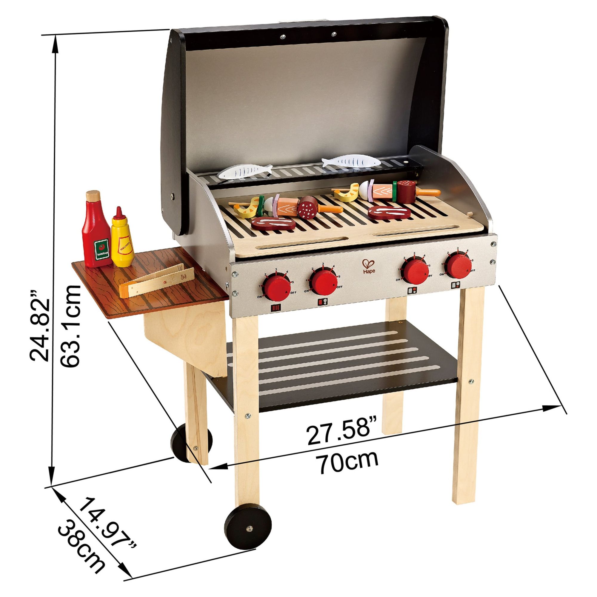 Hape Gourmet Grill Wooden Play Kitchen & Food Accessories, 22 Pieces - Image 4