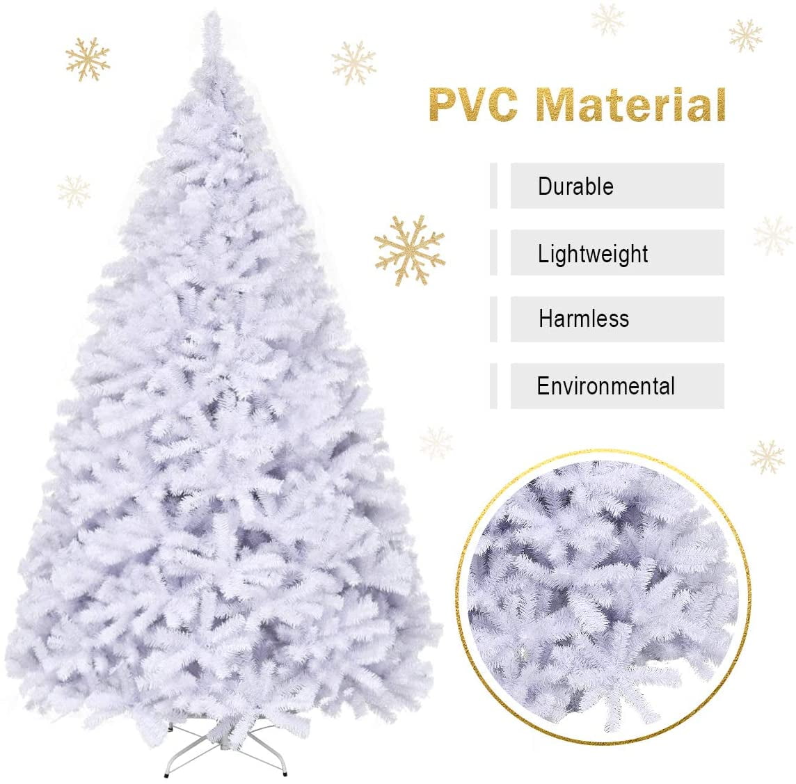 Gymax 9ft White Christmas Tree Classic Pine Tree PVC Material Thicken Tips(White) - Image 4