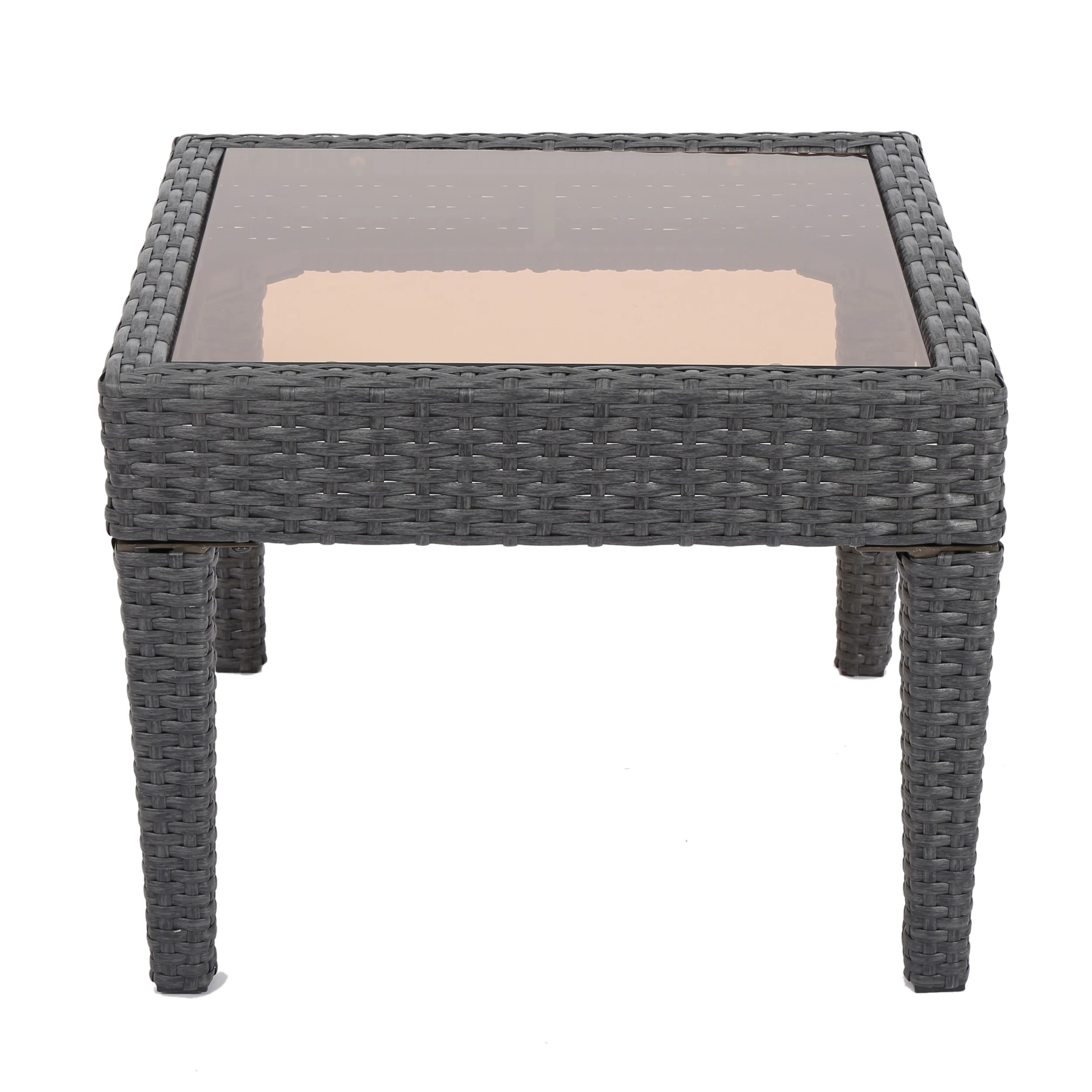 Estelle Outdoor Wicker Accent Table, Grey - Image 2