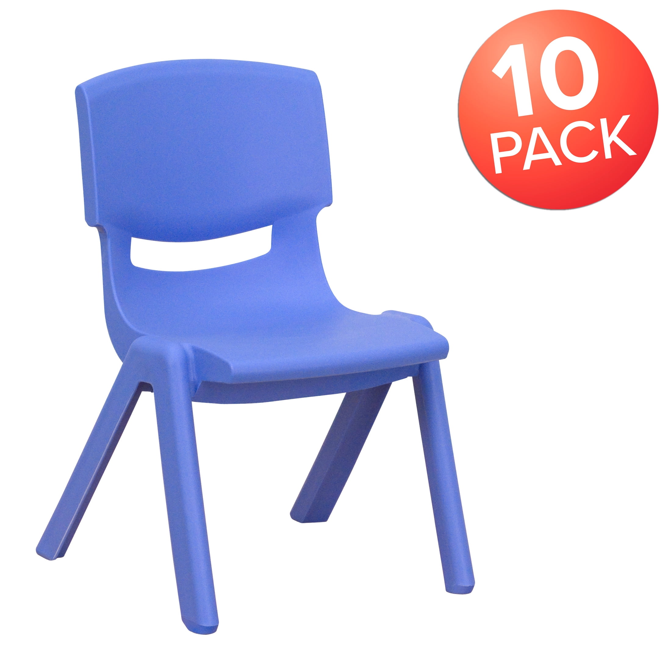 Flash Furniture Whitney 20"H Plastic Stackable School Chairs for Kids Ages 2-4, Set of 10, Blue - Image 6