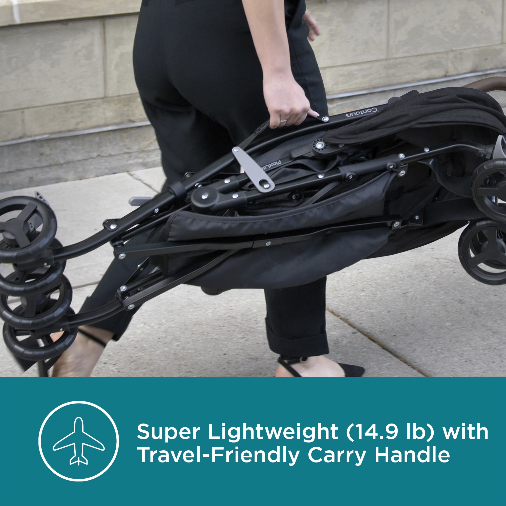 Contours MaxLite Deluxe Baby Umbrella Stroller, Carbon - Image 9