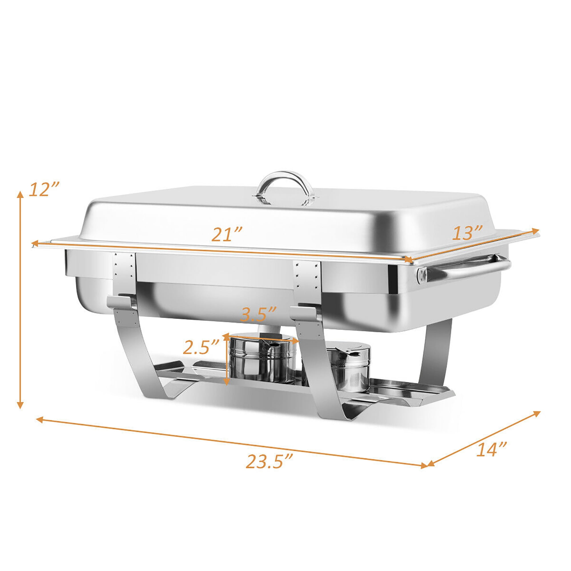 Costway 2 Packs Full Size Chafing Dish 9 Quart Stainless Steel Rectangular Chafer Buffet - Image 8