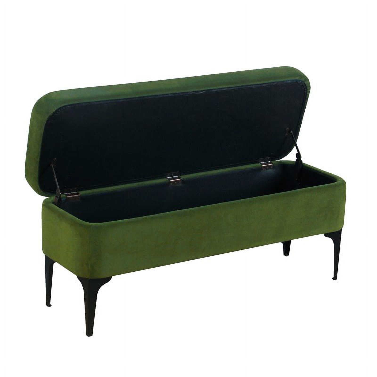 HomePop Large Modern Storage Bench with Metal Legs, 42"W x 14.5"D x 17.5"H, Green Velvet - Image 3