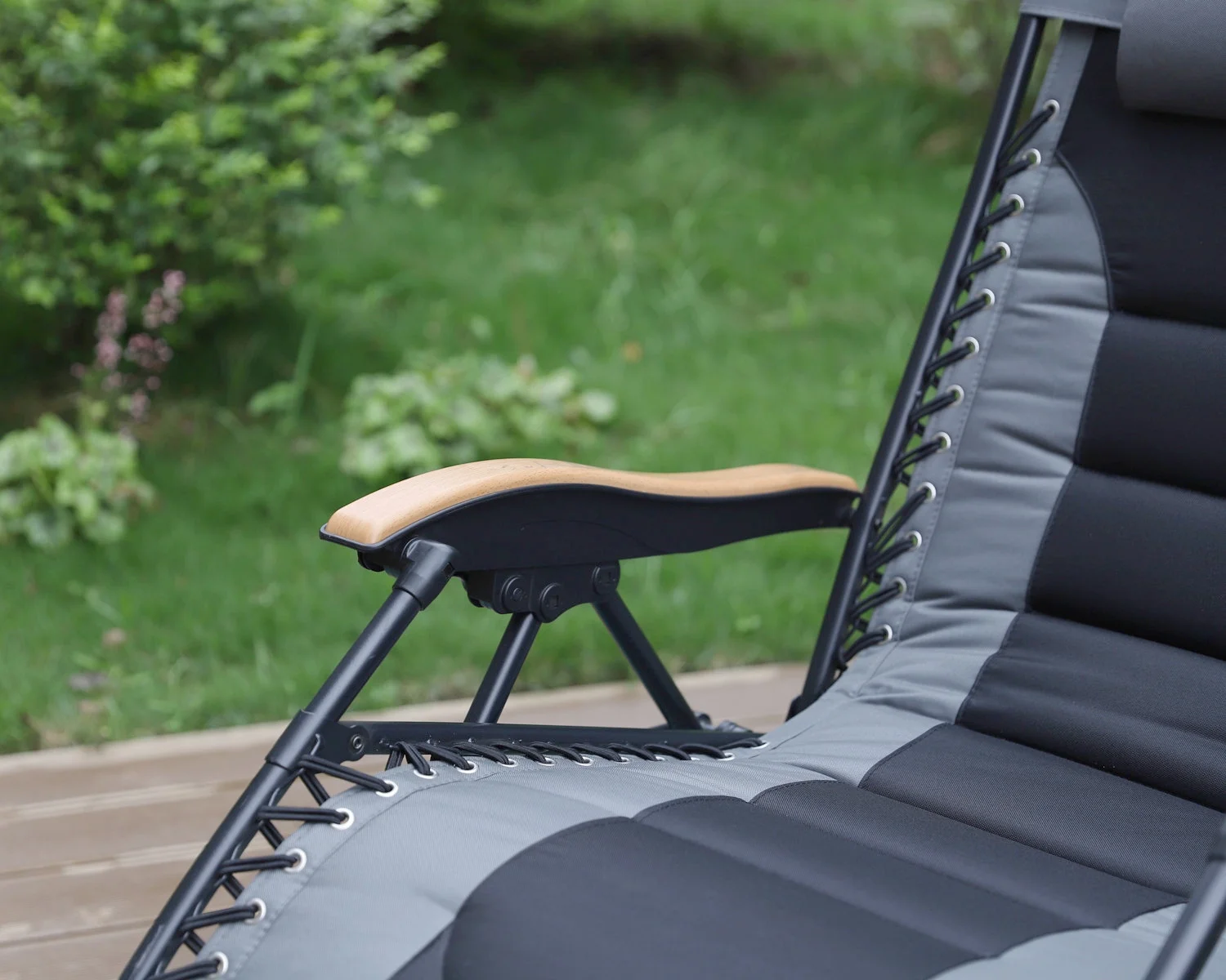 MF Studio Oversized Padded Zero Gravity Chair Adjustable Camping Lawn Chair with Cup Holder, Grey - Image 2