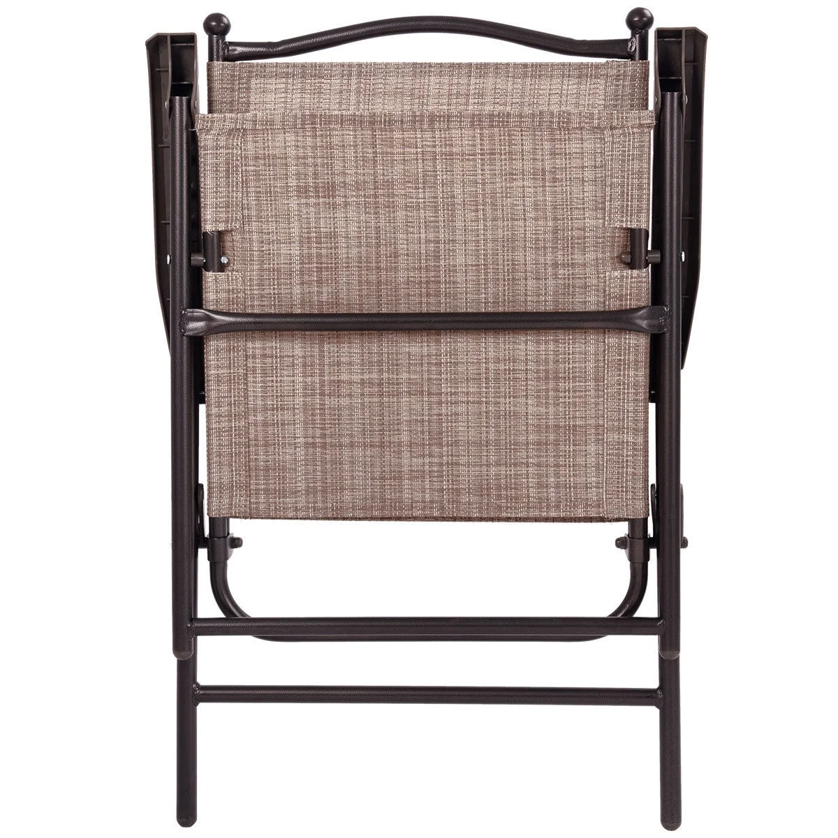 Gymax brown Set of 2 Folding Patio Furniture Sling Back Chairs Outdoors - Image 3