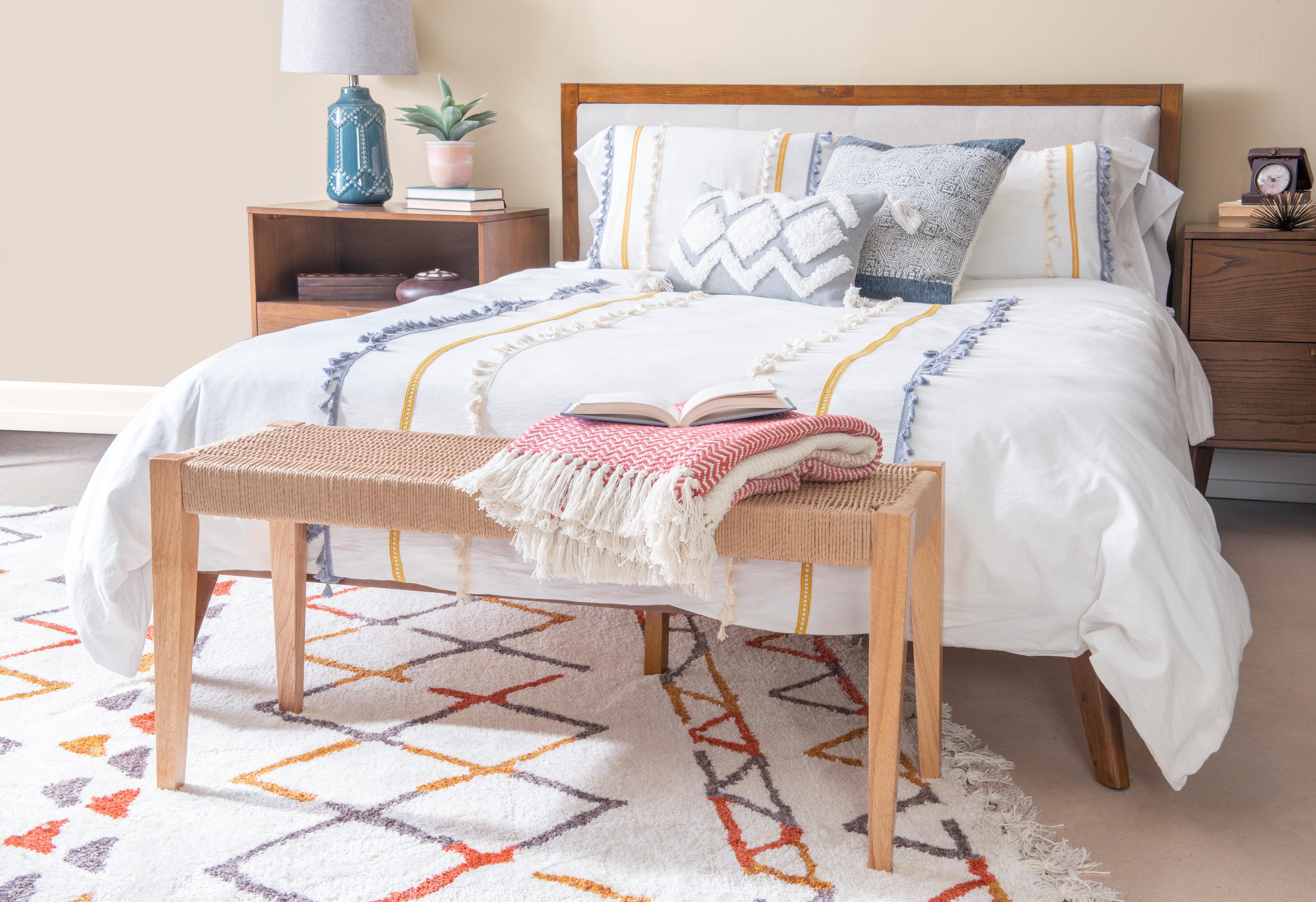 Powell Holden Dining Bench with Handwoven Rope Seat, Natural/Natural - Image 2