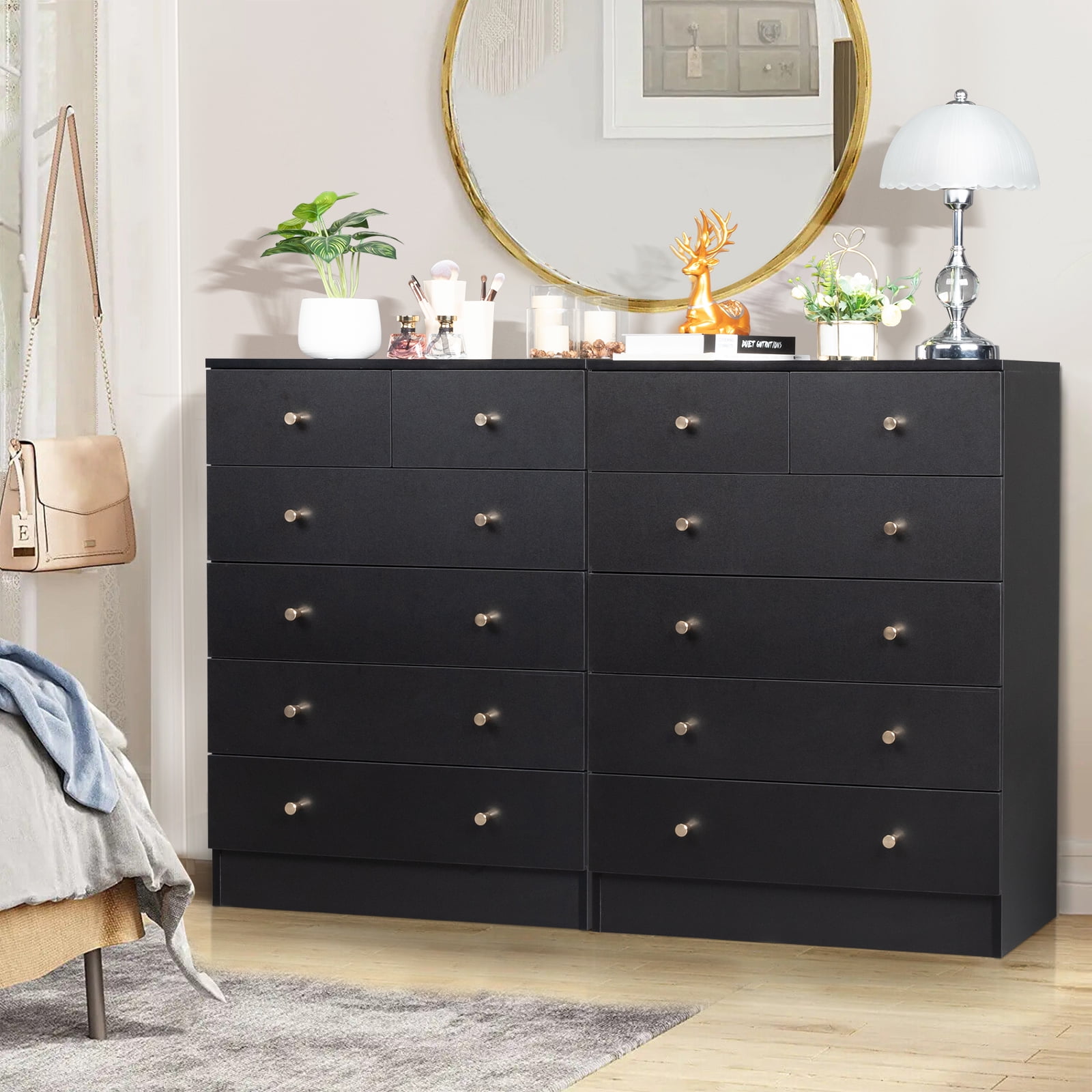 UBesGoo 6 Drawer Wood Dresser for Bedroom, Chest of Drawers, Storage Organization Unit for Clothing, Black - Image 8