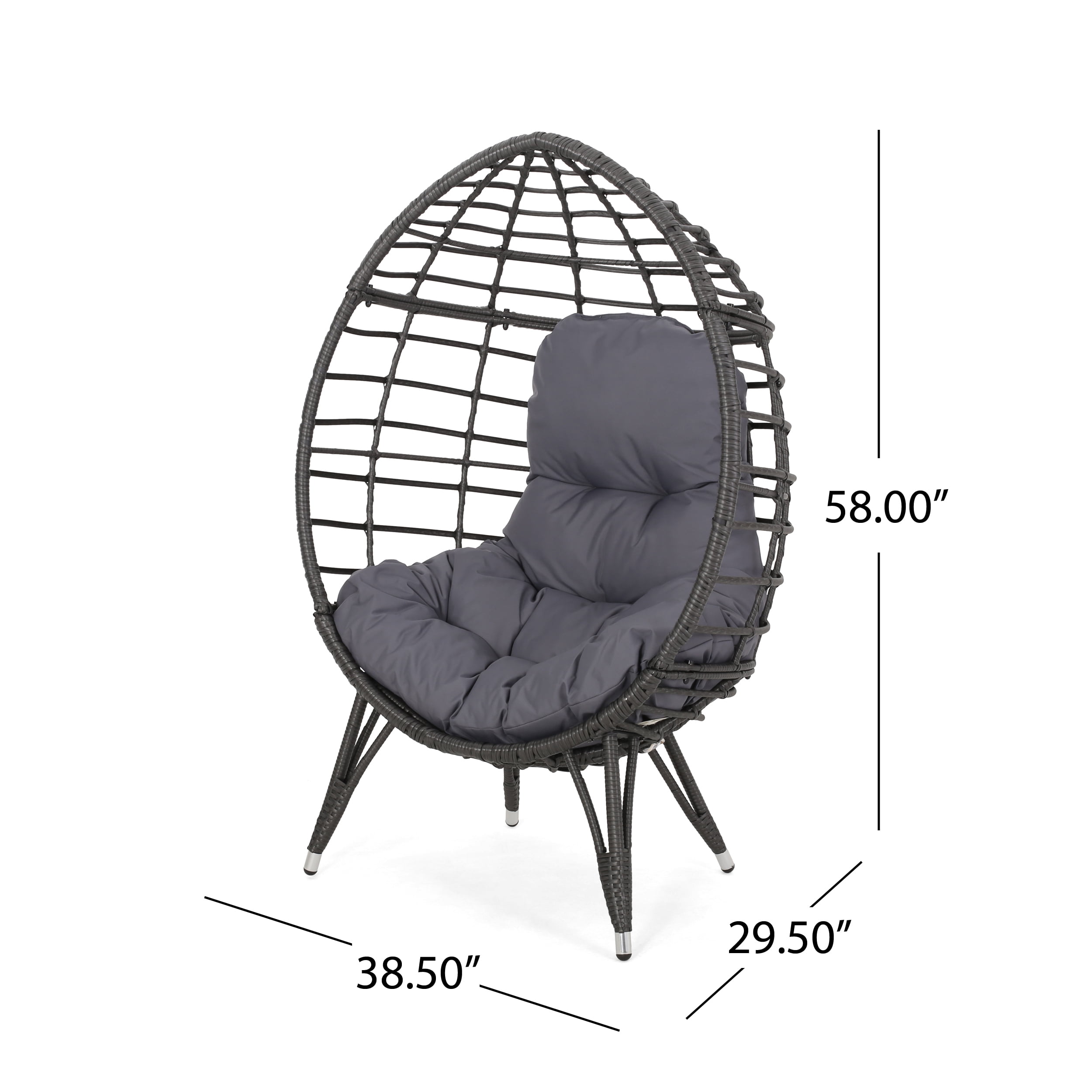 Noble House Savin Wicker Teardrop Chair in Gray and Dark Gray - Image 6