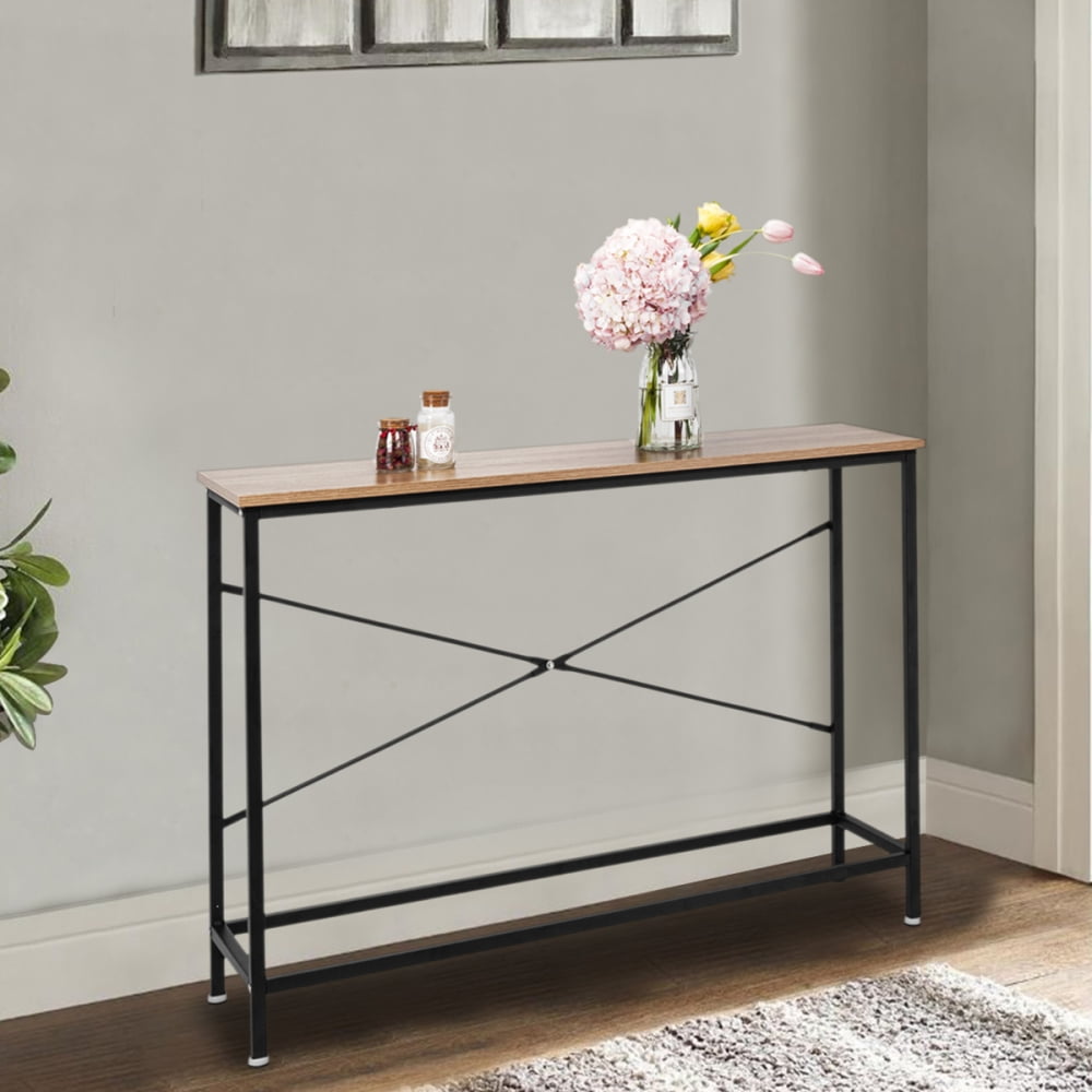 Ktaxon Console Table Sturdy Metal Frame Sofa Table TV Stand with Scratch-Resistant & Water-Resistant Wooden Top - Image 3