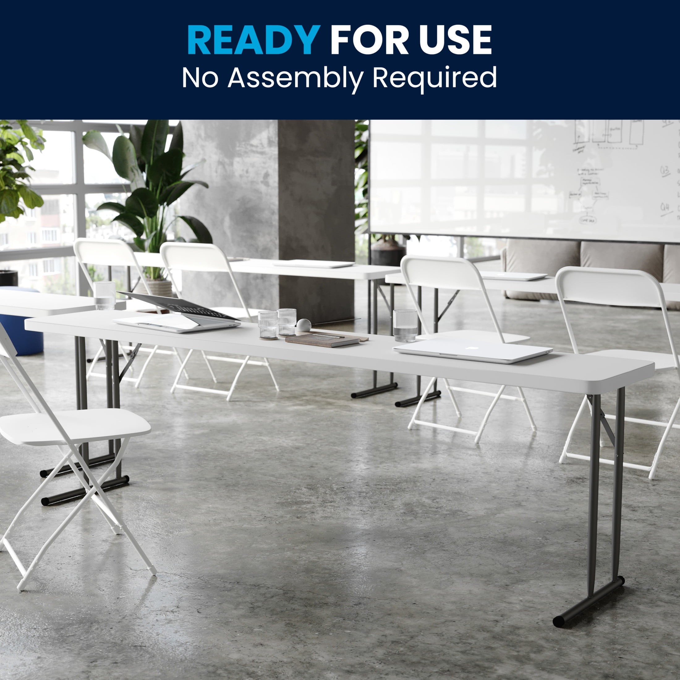 Flash Furniture 8' Rectangular Plastic Folding Training and Event Table, Black - Image 8