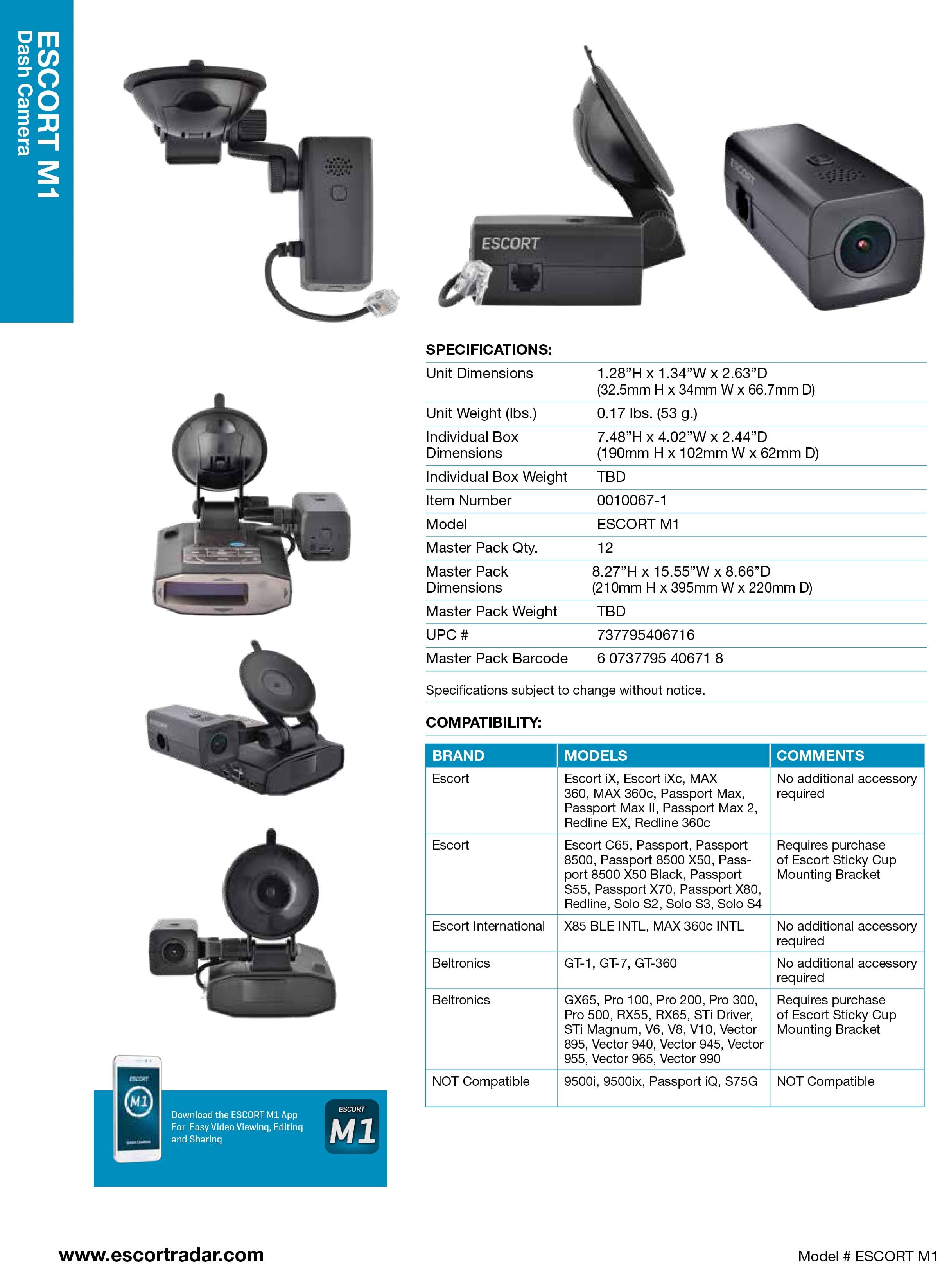 ESCORT M1 DASH CAM - Companion Dash Cam to your Escort Radar Detector. Video/audio Clip Saving, Editing & Sharing - Image 4