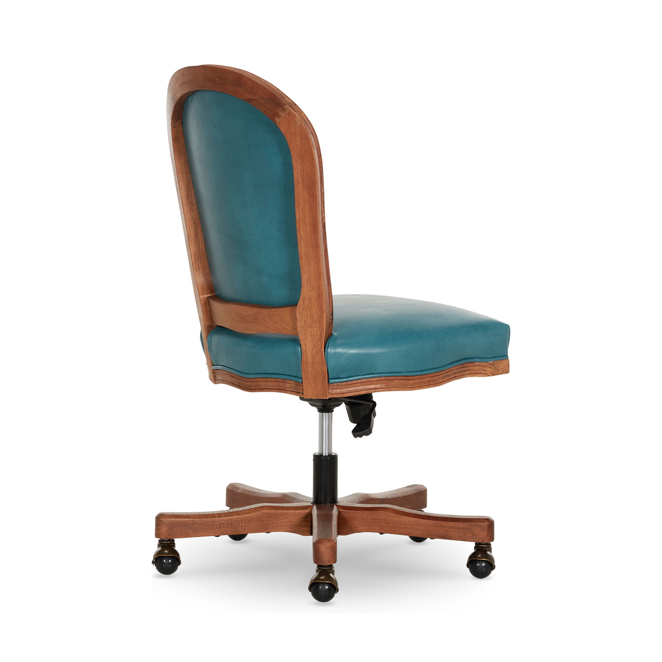 The Pioneer Woman Harper Wood Trim Office Chair, Turquoise Faux Leather - Image 9