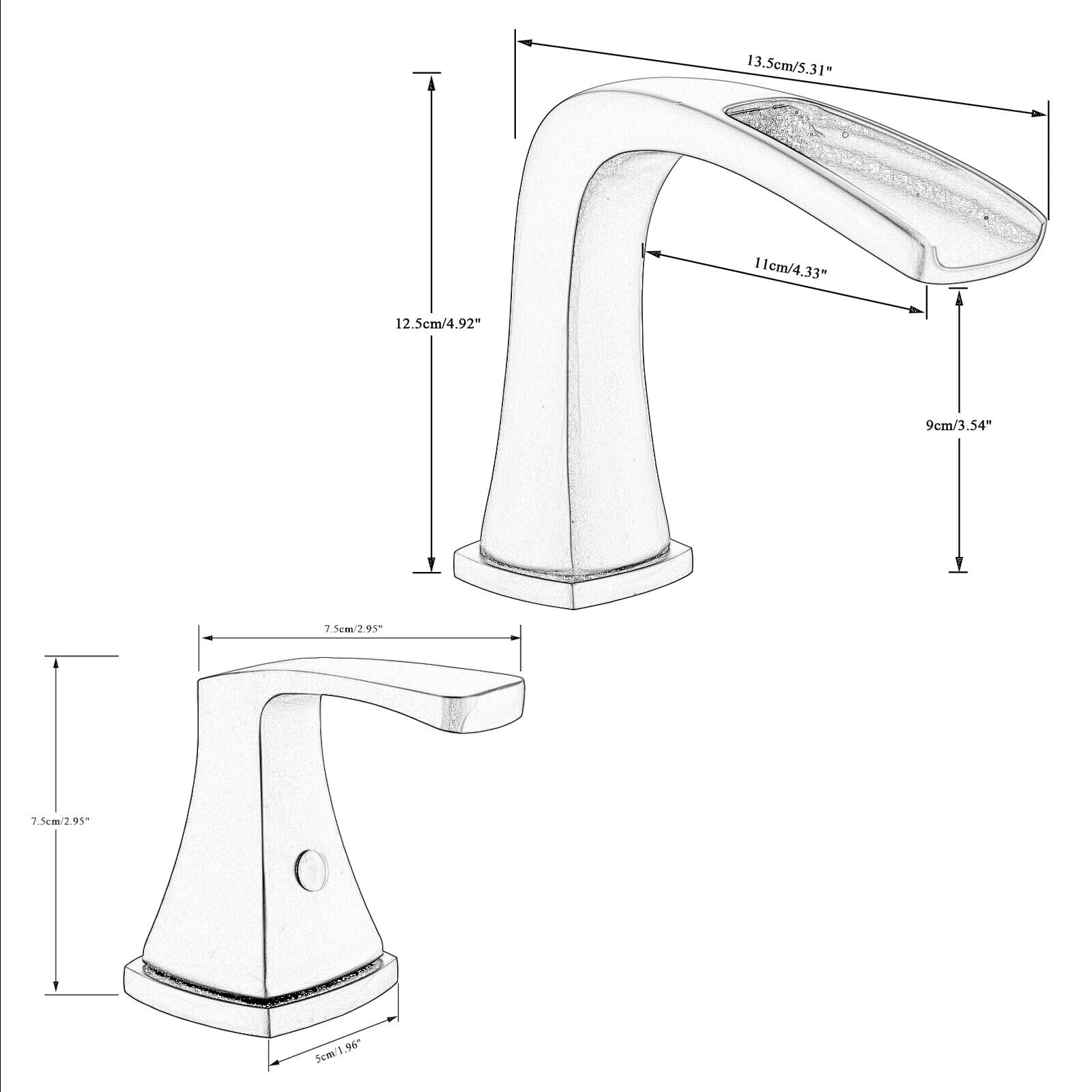 Zovajonia 8 Widespread Waterfall Bathroom Sink Faucet 3 hole Vanity Mixer Brushed Nickel - Image 8