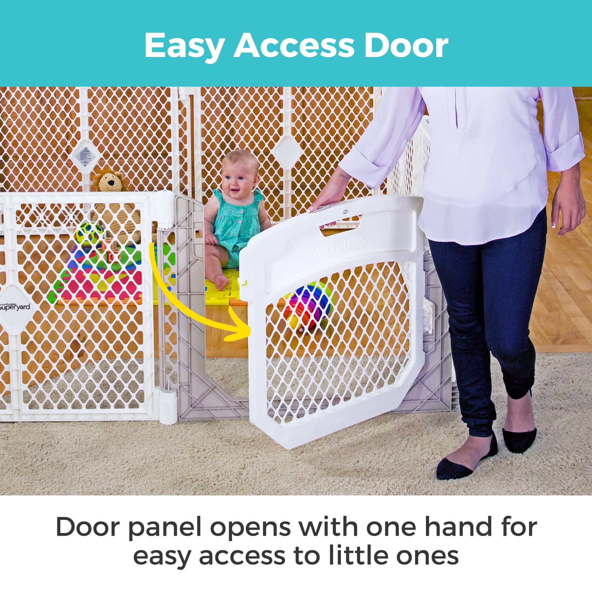 Toddleroo Superyard Ultimate 8-Panel Portable Indoor & Outdoor Baby Play Yard, Ivory - Image 13