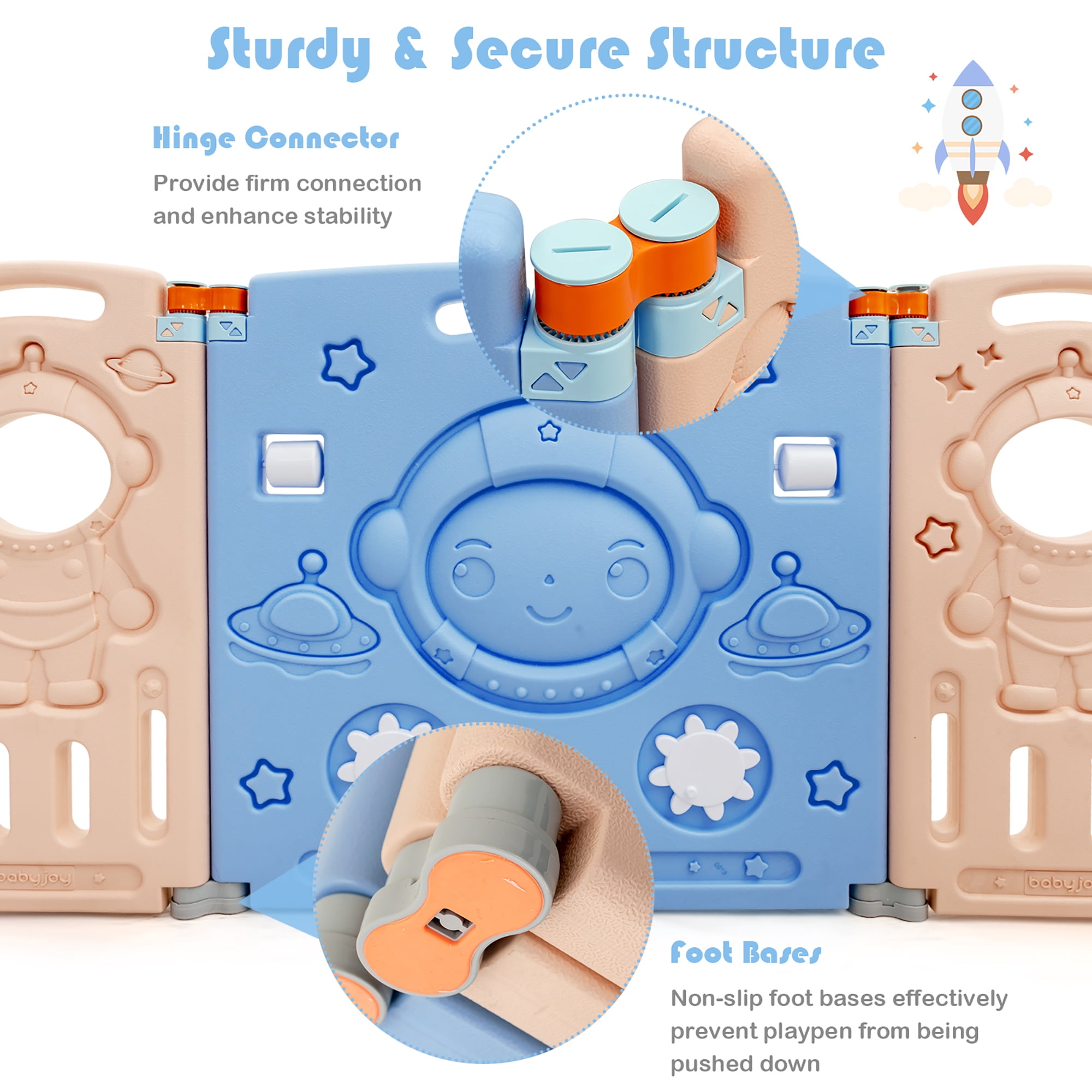 Babyjoy 14-Panel Foldable Unisex Baby Playpen Kids Activity Center with Lockable Door - Image 4