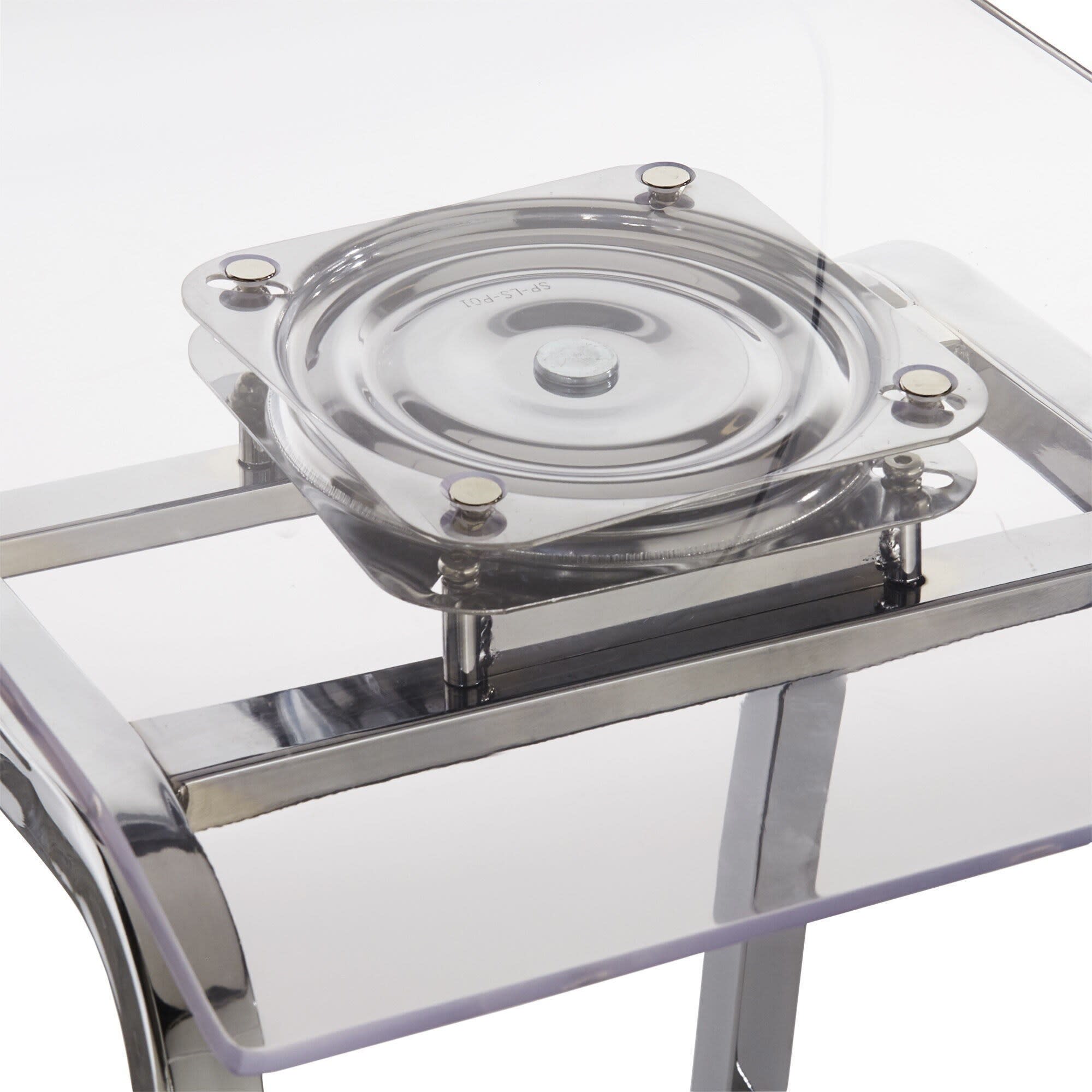 Weston Home Valenti Acrylic Swivel High Back Bar Stools, Set 2, Chrome - Image 4