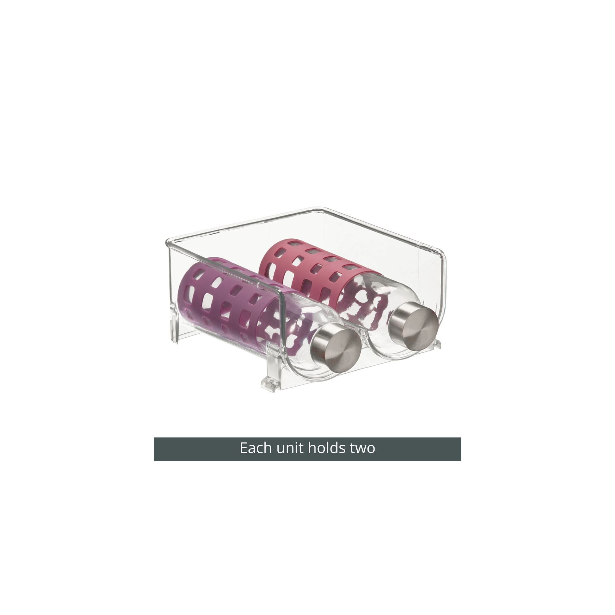 mDesign Plastic Stackable 2 Bottle Water Bottle Storage Organizer Rack - 8 Pack, Clear - Image 7