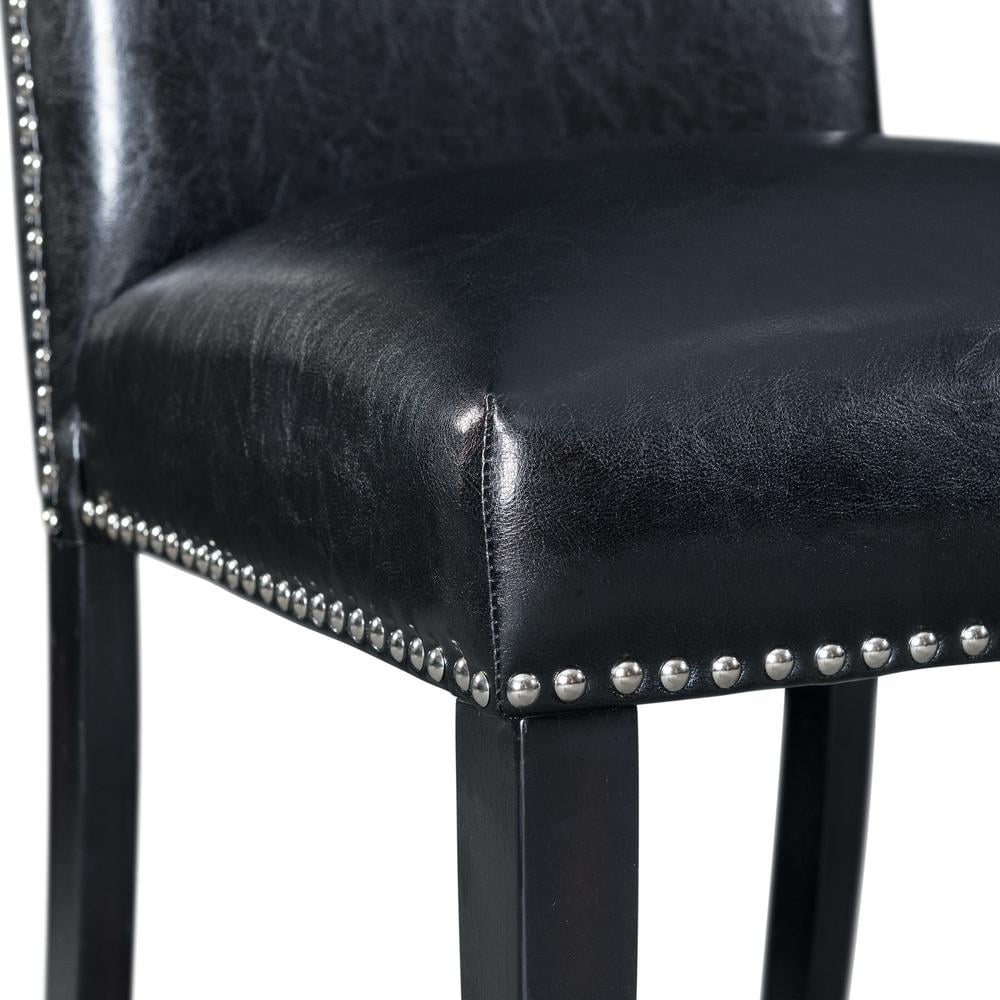Belen Kox Picket House Furnishings Pia Faux Leather Counter Height Side Chair Set in Black - Image 8