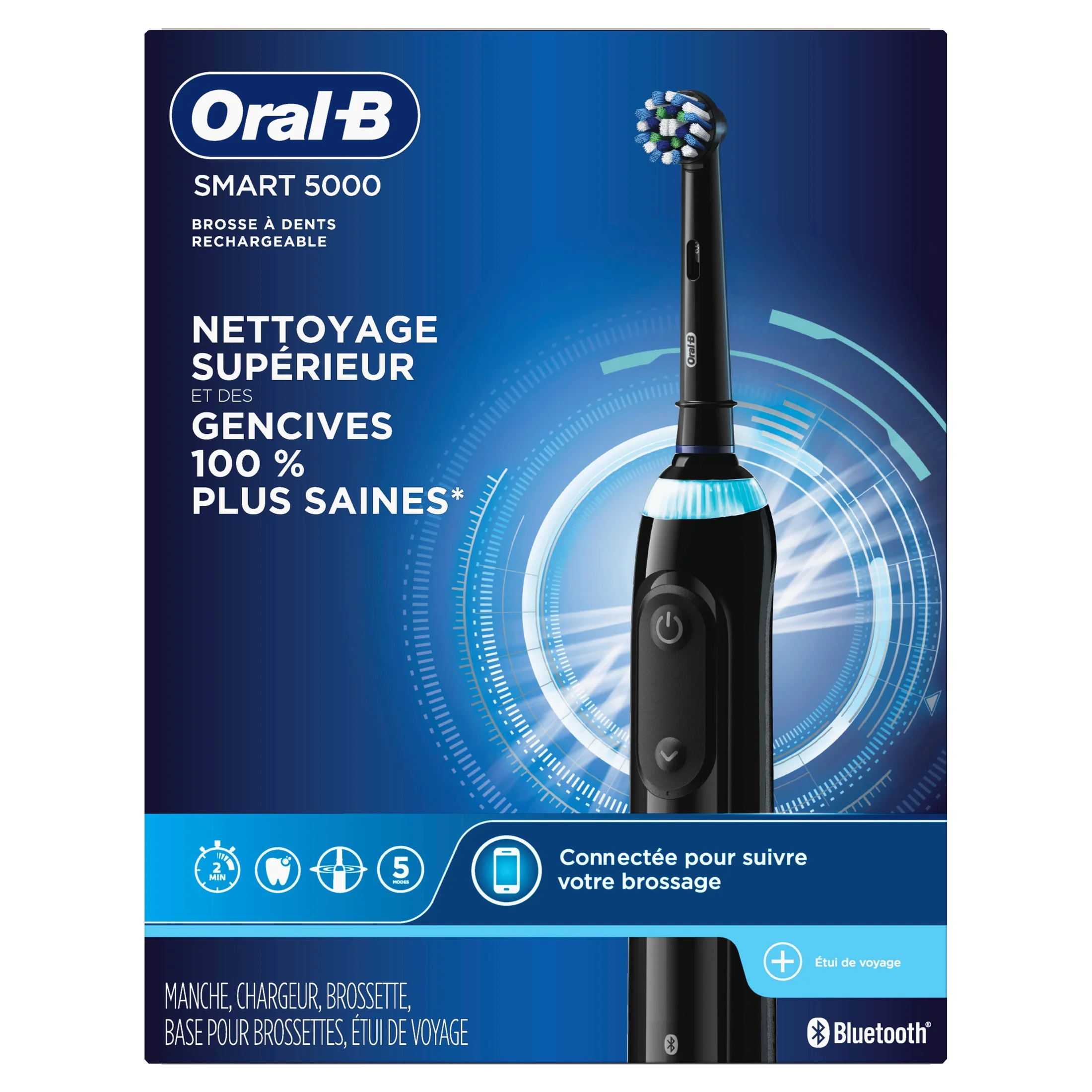 Oral-B Toothbrush, Pro 5000 Smartseries Power Rechargeable Electric Toothbrush with Bluetooth Connectivity - Black - Image 10
