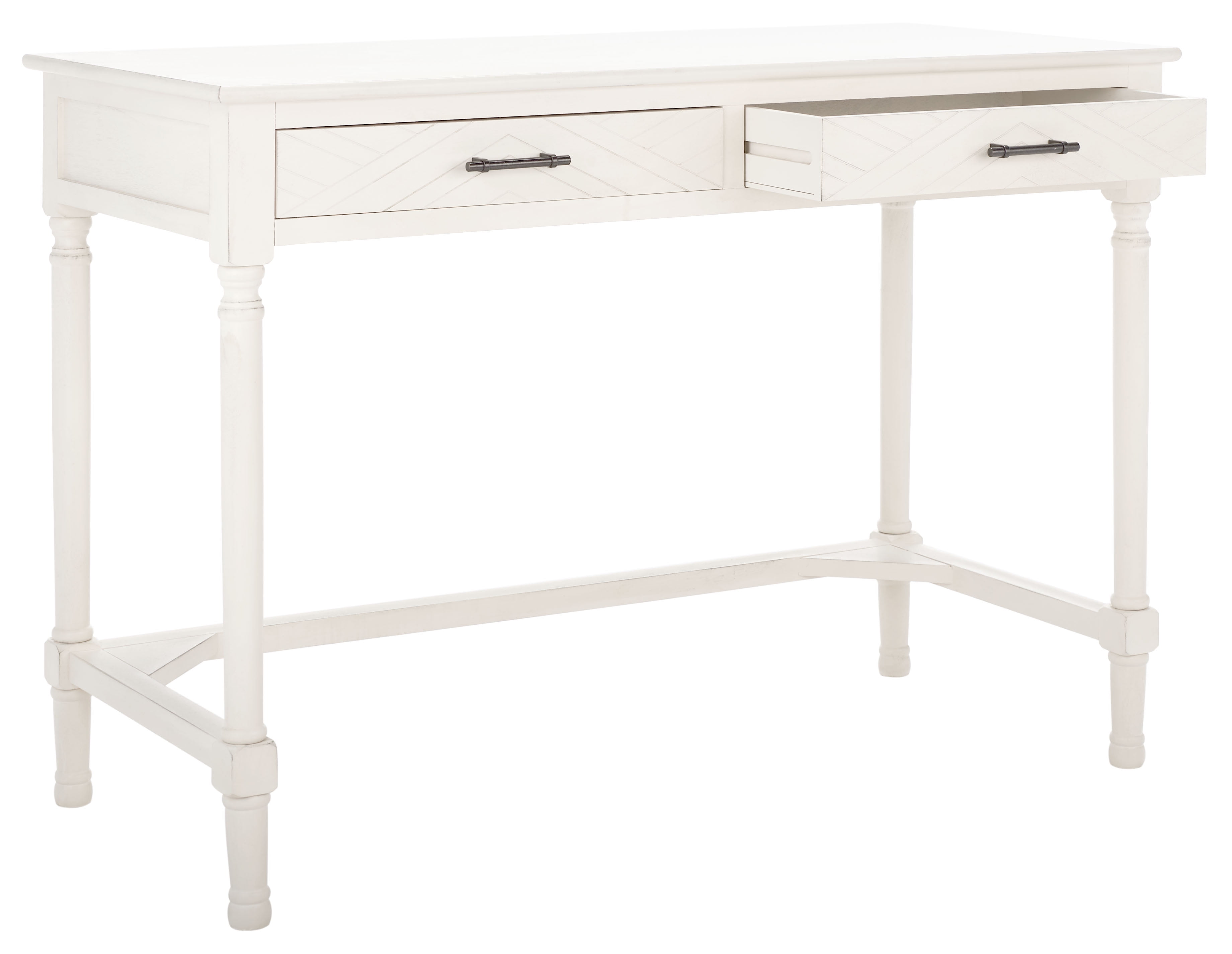 SAFAVIEH Mckinlee Solid Retro 2 Drawer Writing Desk, Distressed White - Image 9