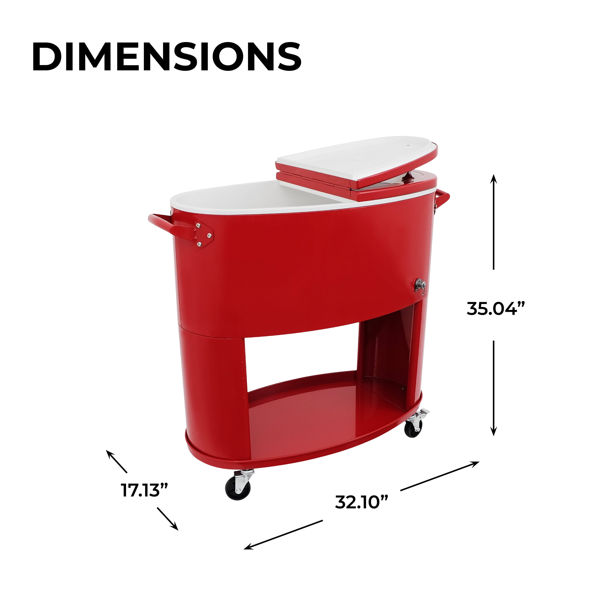 Permasteel 80-Qt Sporty Outdoor Rolling Patio Cooler with Wheels and Handles, Cooler Cart, Red - Image 5