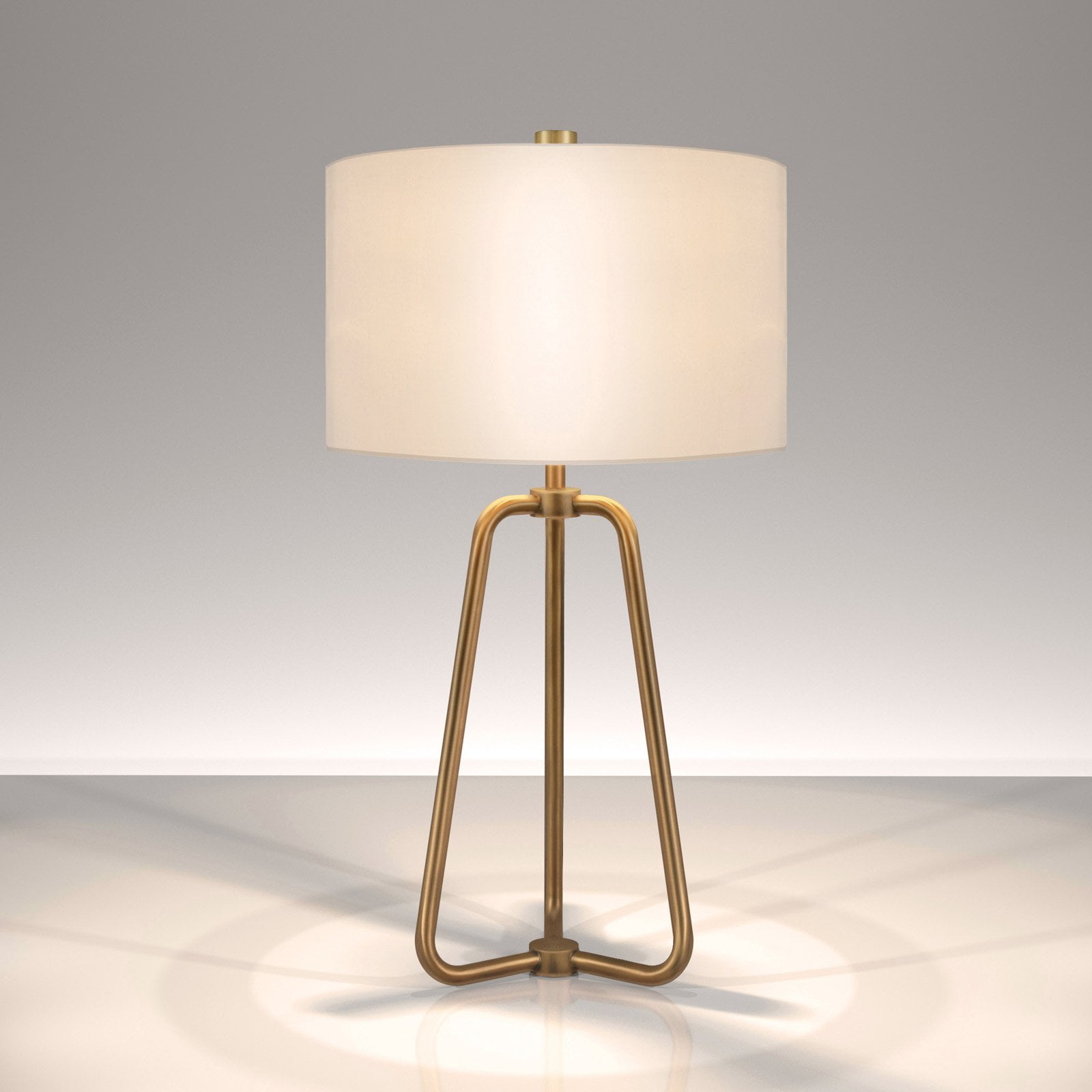 Evelyn&Zoe 25" Mid-Century Modern Metal Table Lamp with White Drum Linen Shade - Image 12