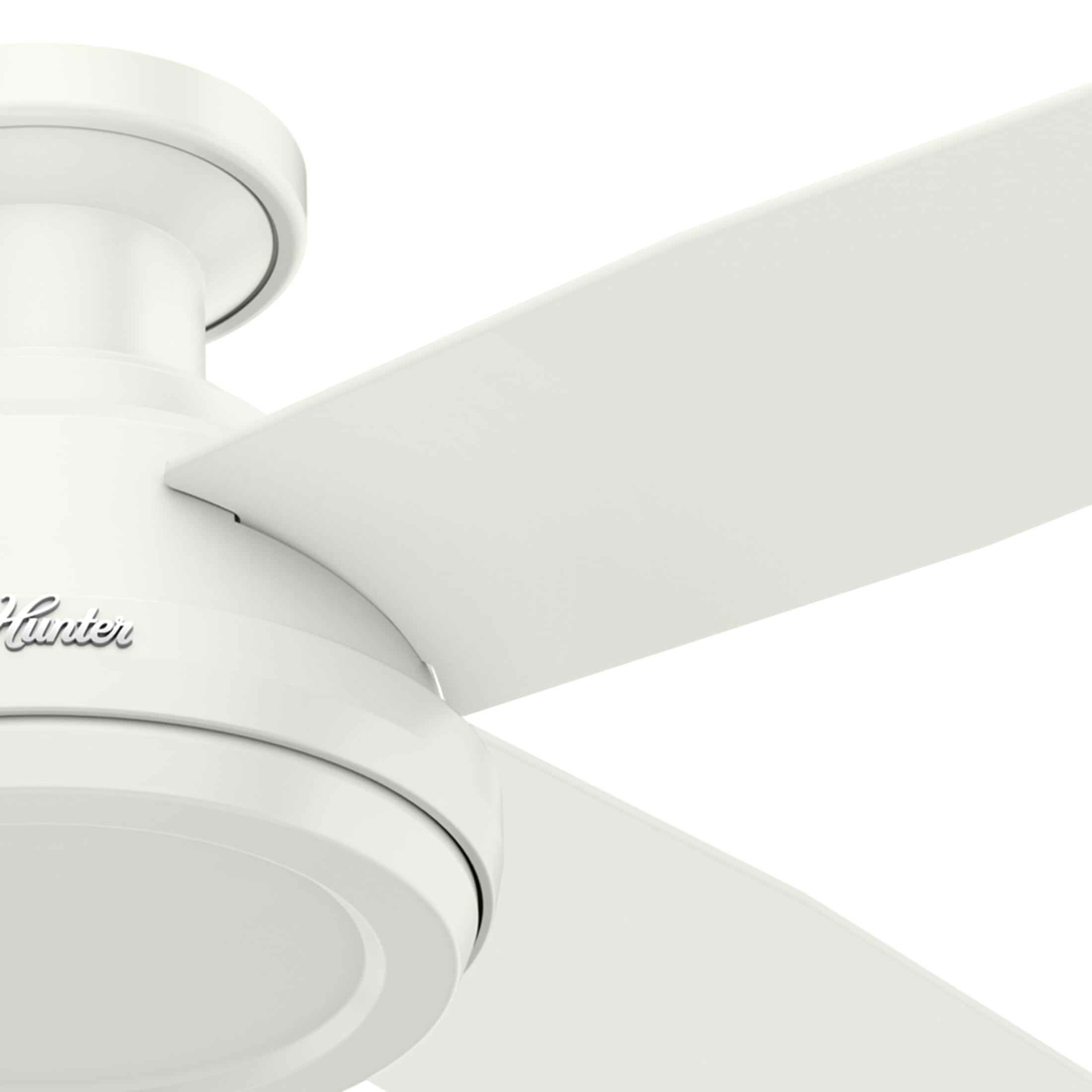 Hunter - Dempsey Indoor Low Profile Ceiling Fan, Remote, 52-inch, Fresh White, Modern-style, 3-speed WhisperWind Motor, 59248, for Living Rooms, Bedrooms - Image 7