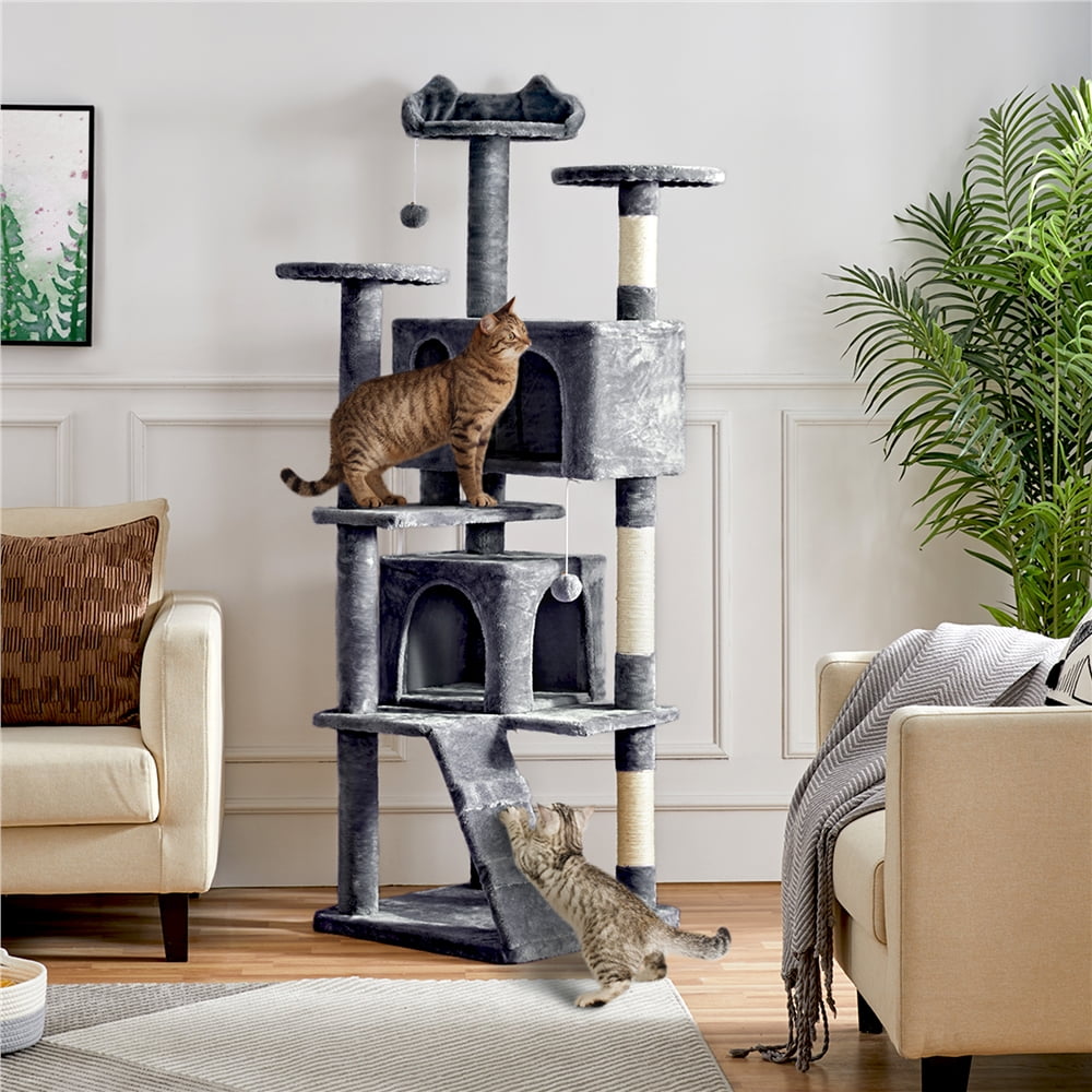Renwick 70" Height Large Cat Tree Condo with 3 Platform & 3 Scratching Posts, Dark Gray - Image 7