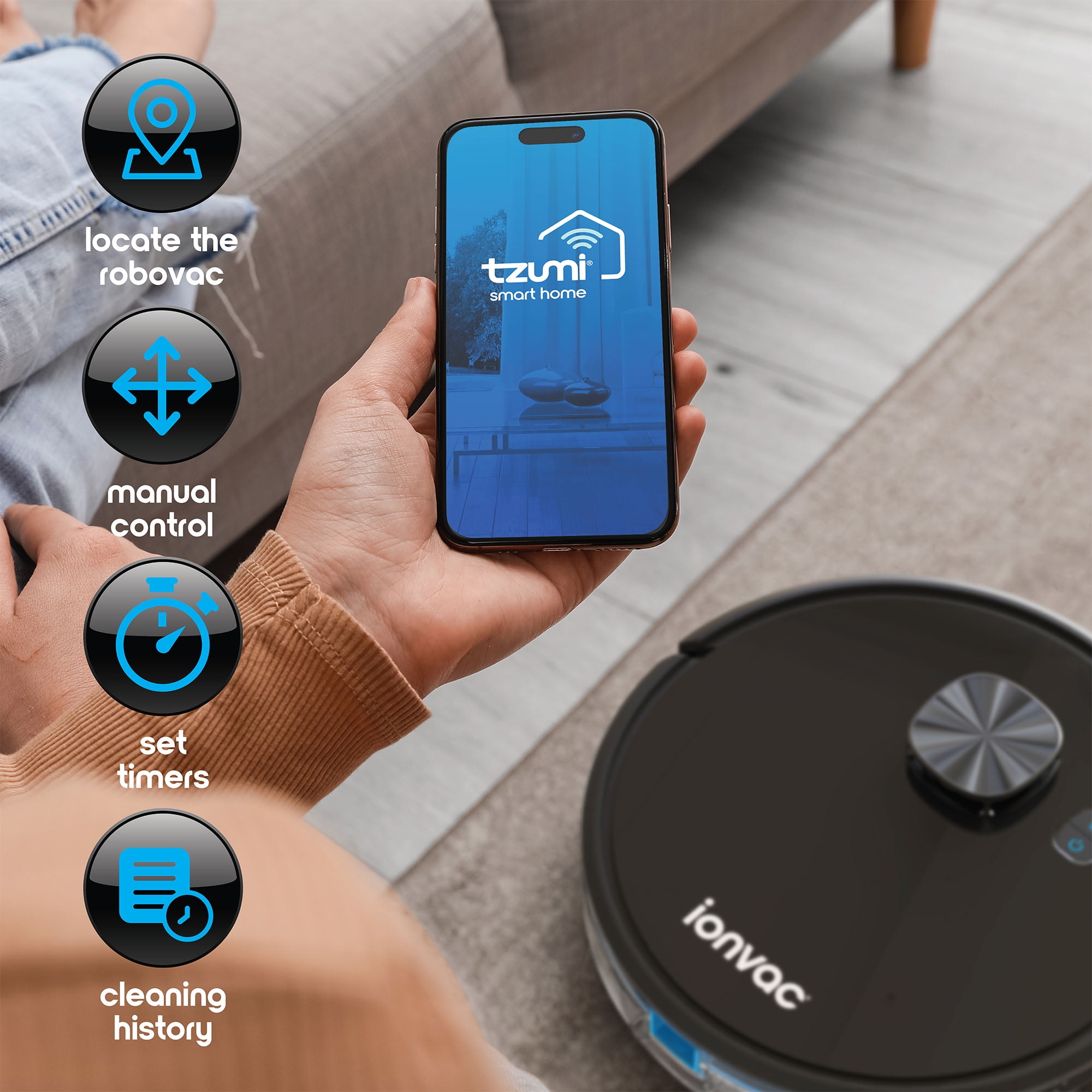 Ionvac OptiMax LiDAR Robovac, Multi-Surface Pet-Friendly Laser Mapping Robot Vacuum Cleaner with Wi-Fi and App Control, Model #9048 - Image 2