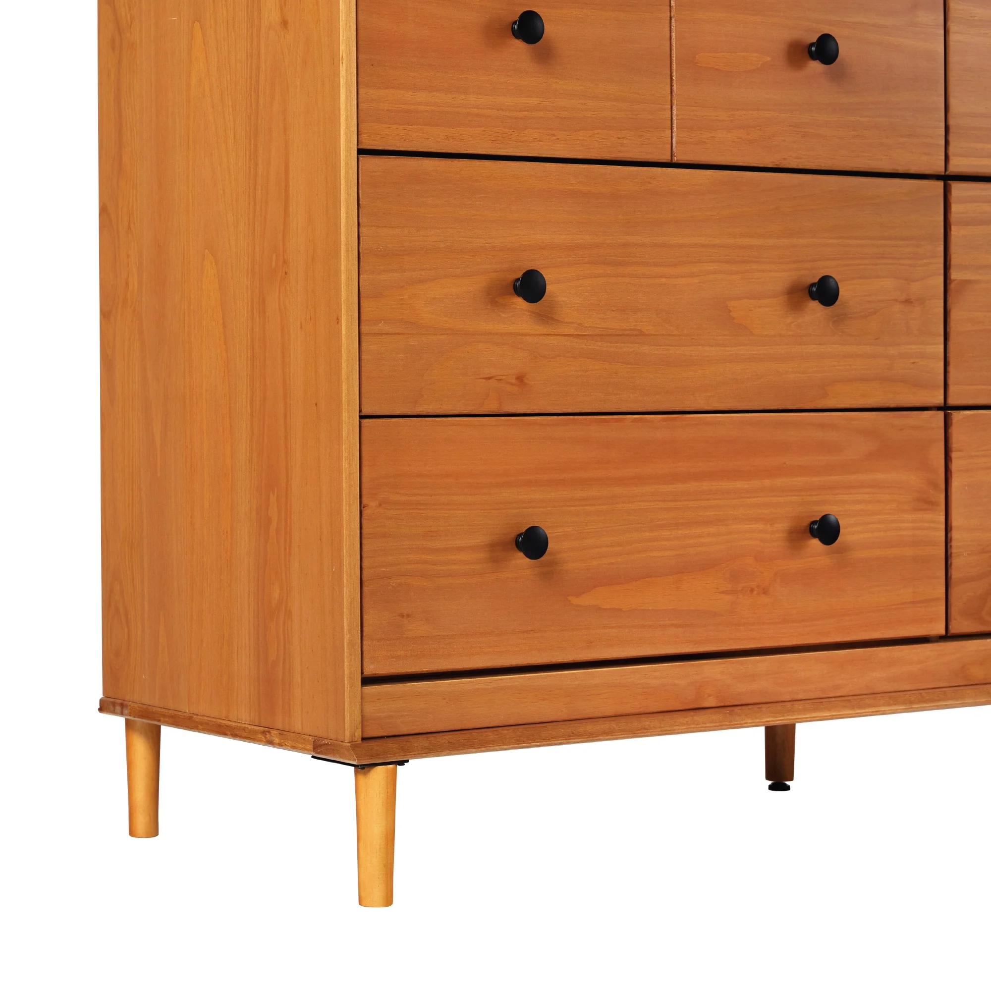 Walker Edison Mid-Century Modern 6-Drawer Solid Wood Dresser, Caramel - Image 4