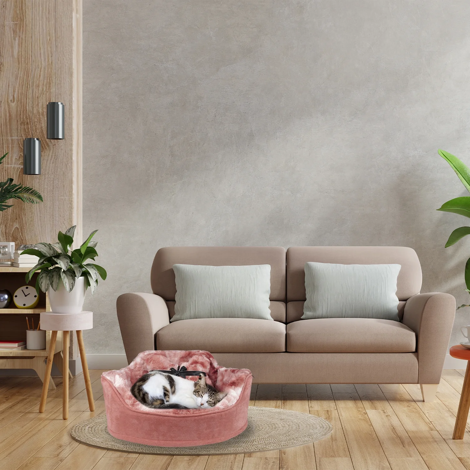 Precious Tails Faux Fur Princess Cat Dog Bed with Plush Bone Pillow – Small - Image 2