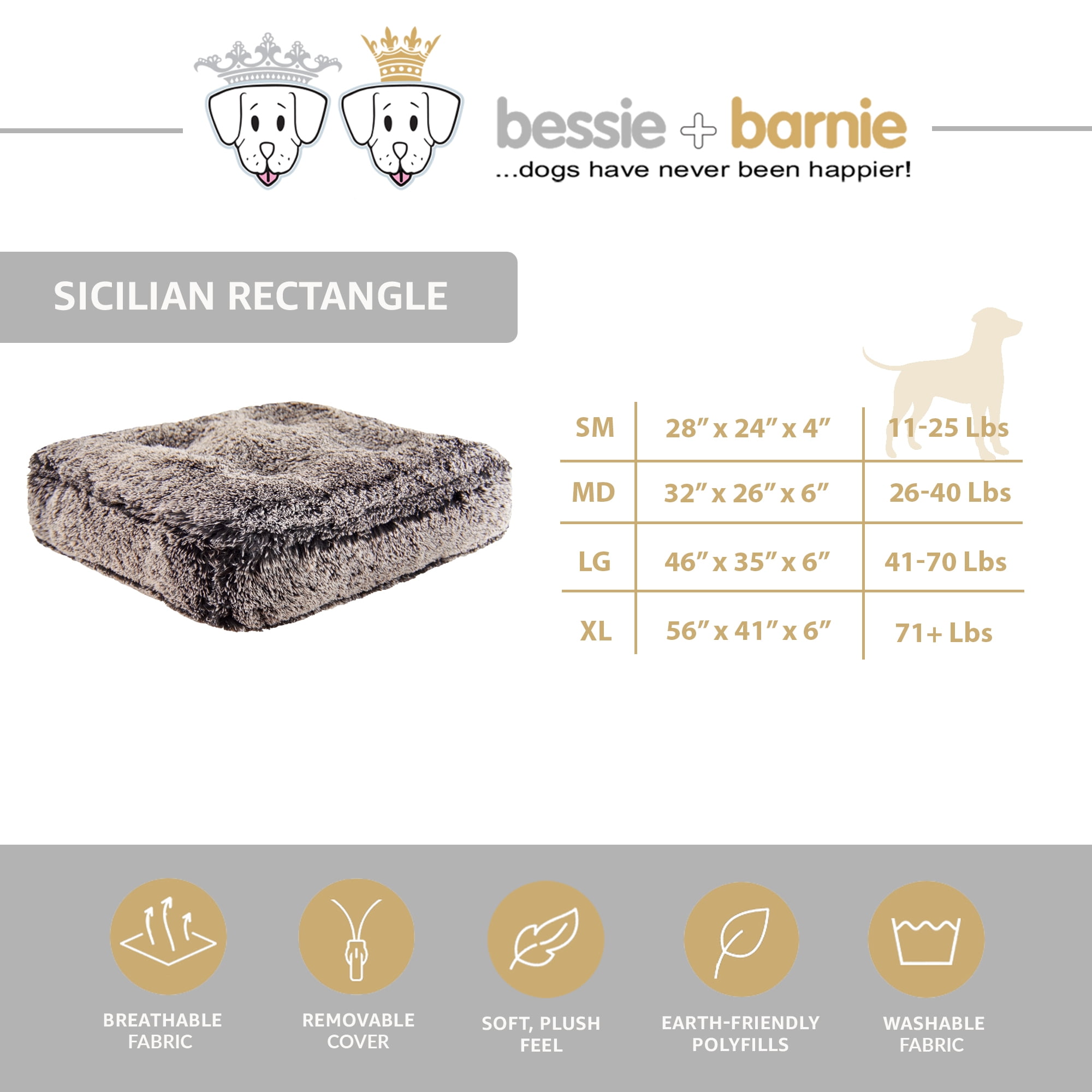 Bessie and Barnie Midnight Frost Luxury Shag Extra Plush Faux Fur Rectangle Pet/Dog Bed - Image 3