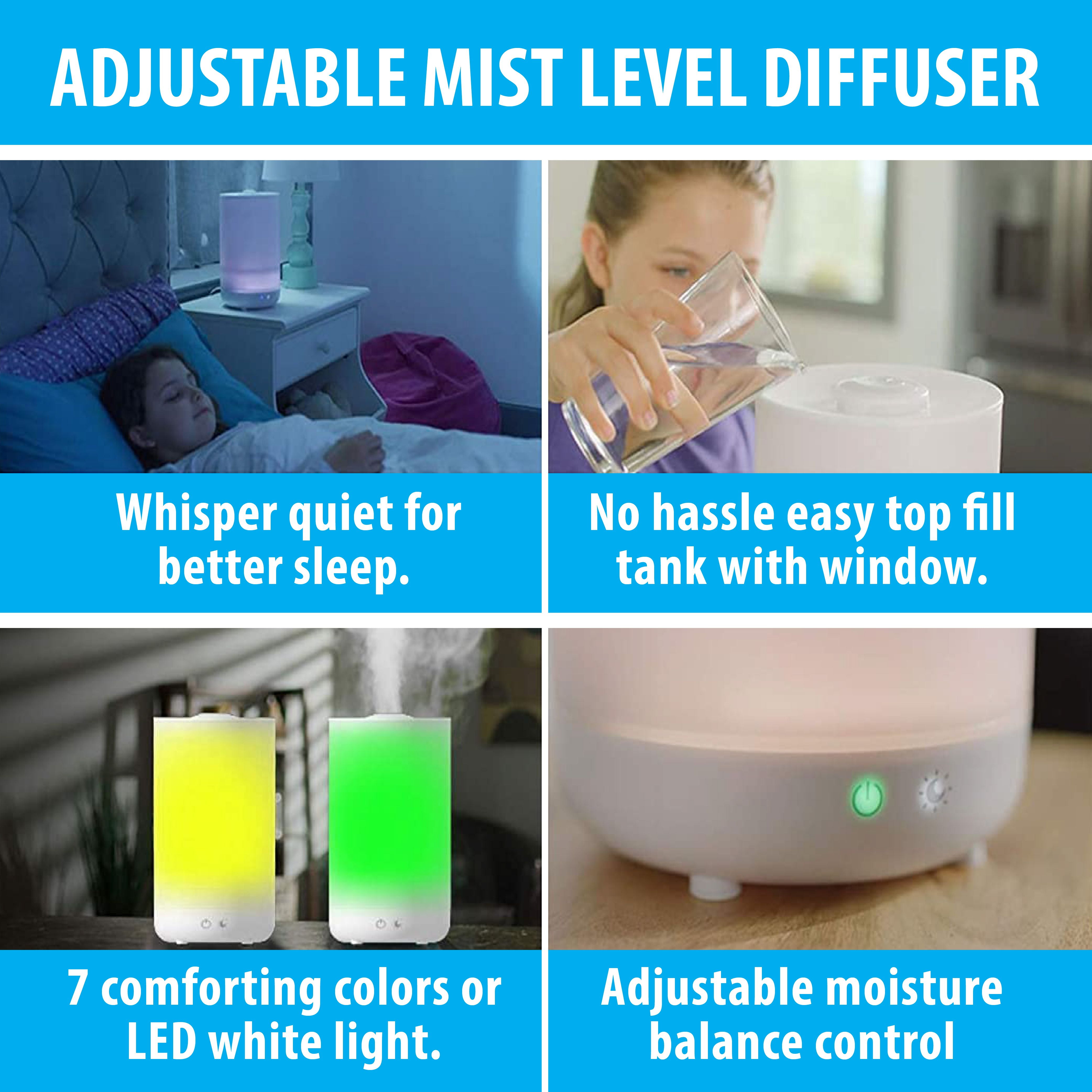 Bell + Howell Humidifier Essential Oil Aroma Diffuser 4L Cool Mist Air Humidifier for Room Top Fill Ultrasonic Multi-Color - Image 7