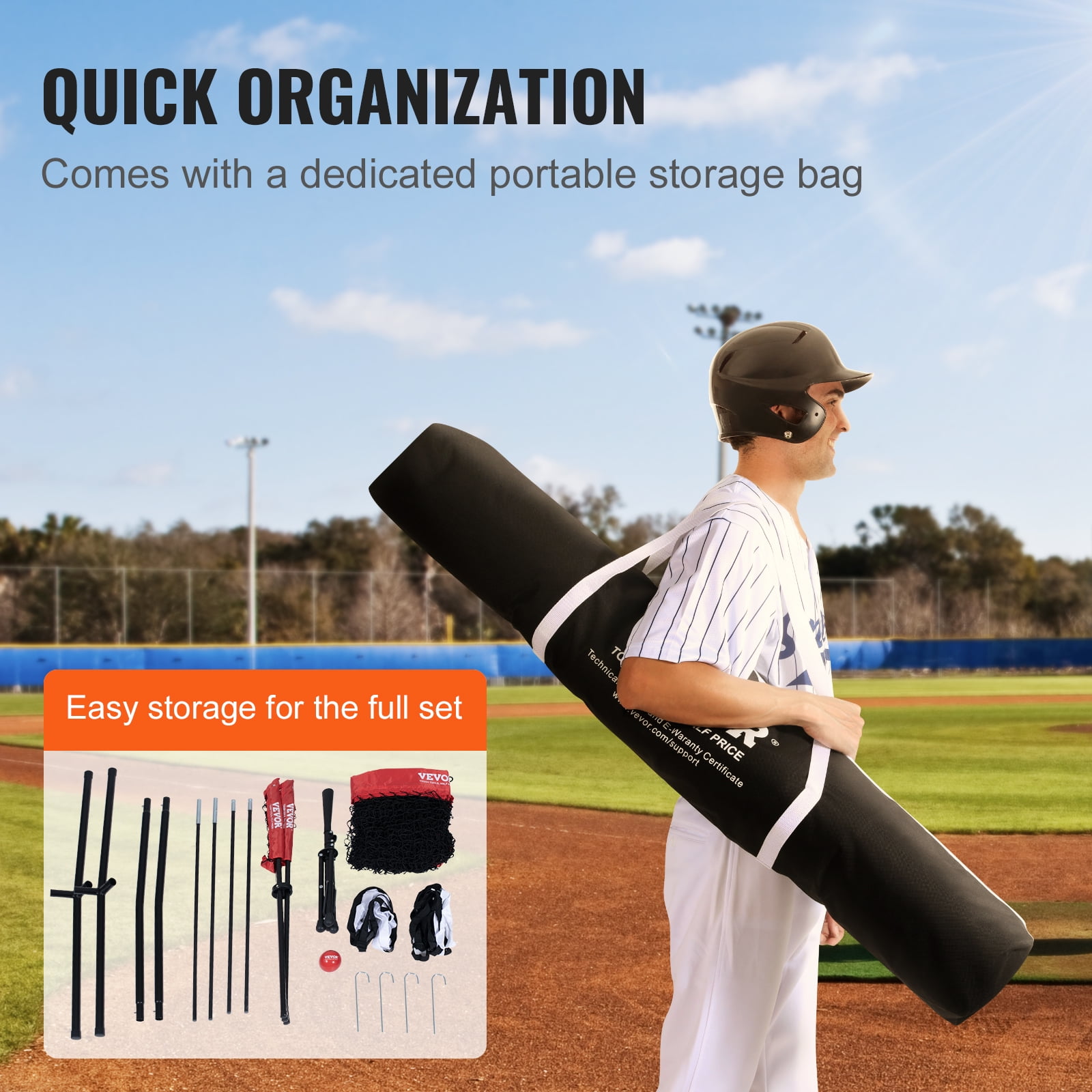 BENTISM Portable Baseball Softball Practice Net, 7x7 ft Hitting Batting Training Net for Baseball Softball Catching or Throwing Full Set w/2*Strike Zone&Batting Tee&Collector&Sand-Filled Ball - Image 8