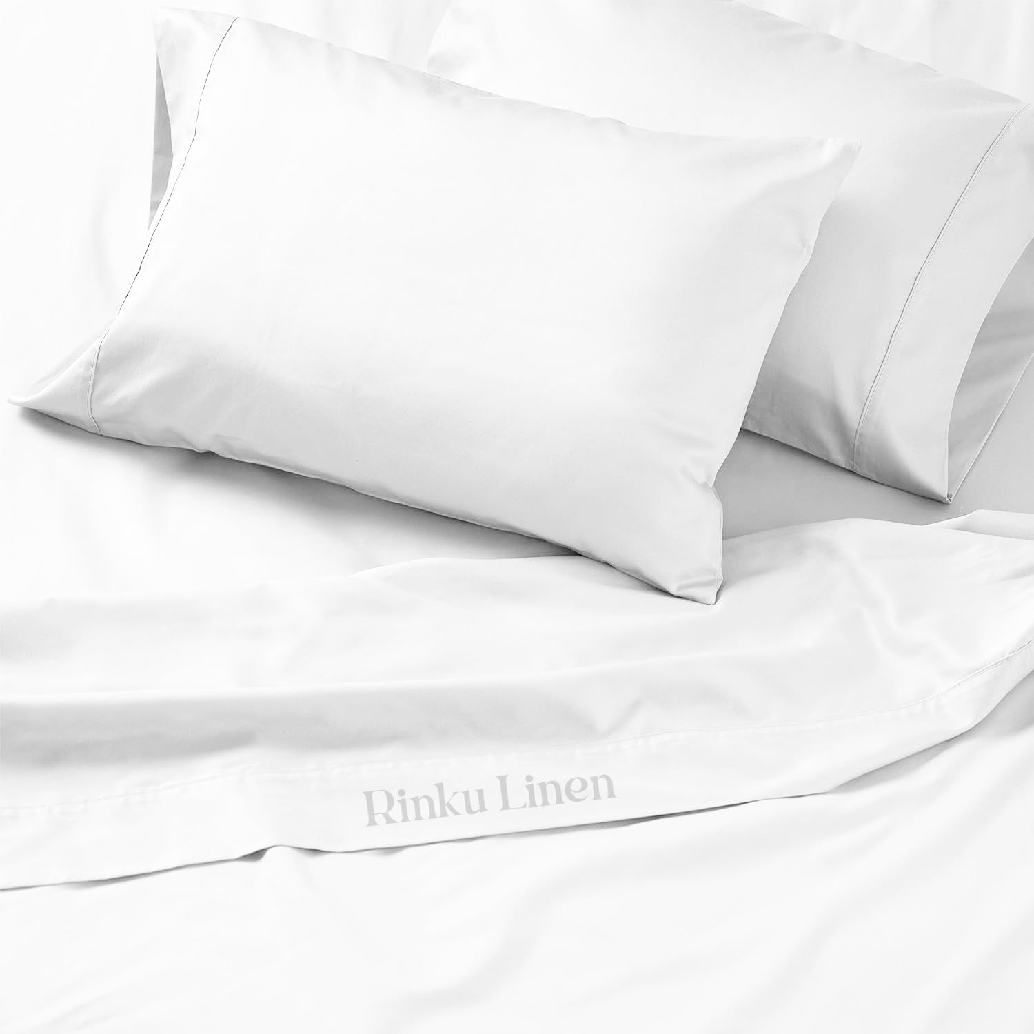 600-Thread-Count 100% Egyptian Cotton Sheet Set QUEEN Size Fits 9-12 Inches Deep Pocket ( Solid, Classic White ) - Image 3