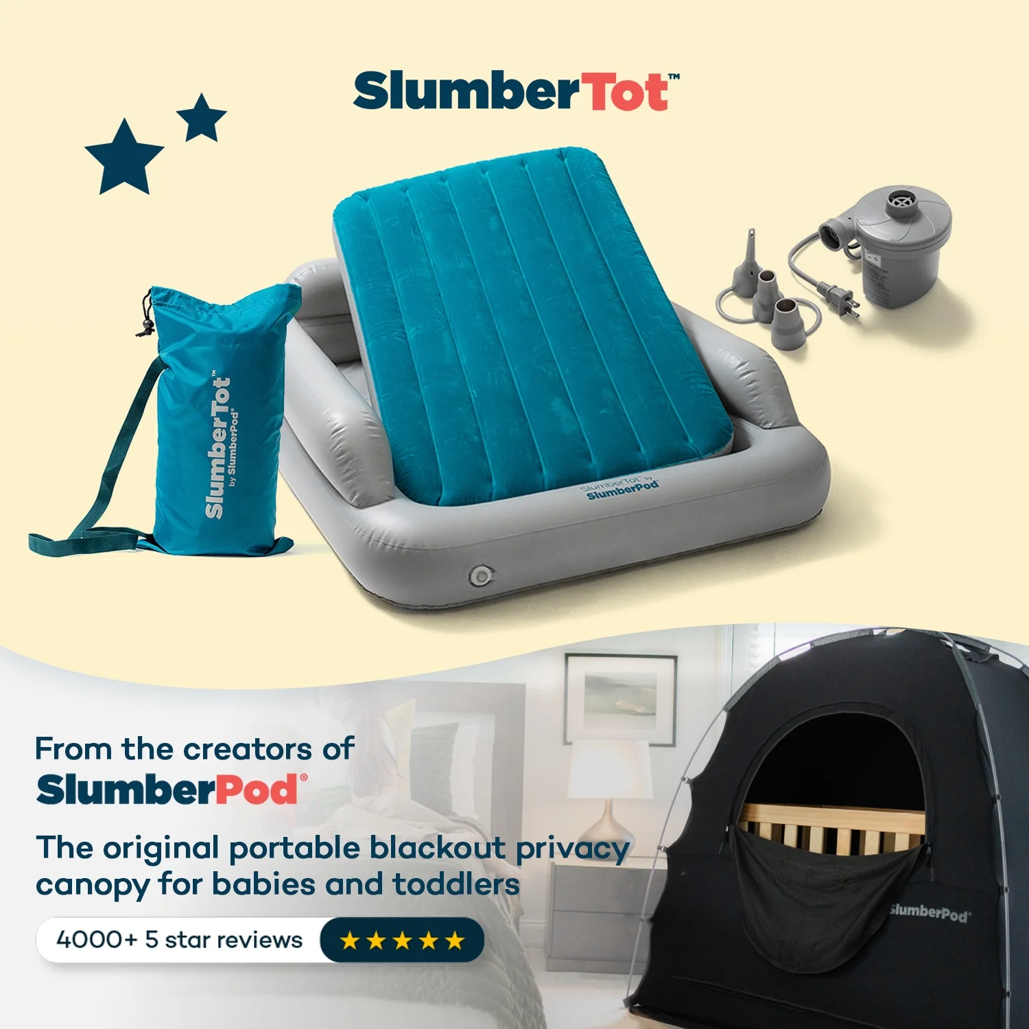 SlumberPod SlumberTot Inflatable Toddler Travel Mattress with Electric Air Pump - Image 3