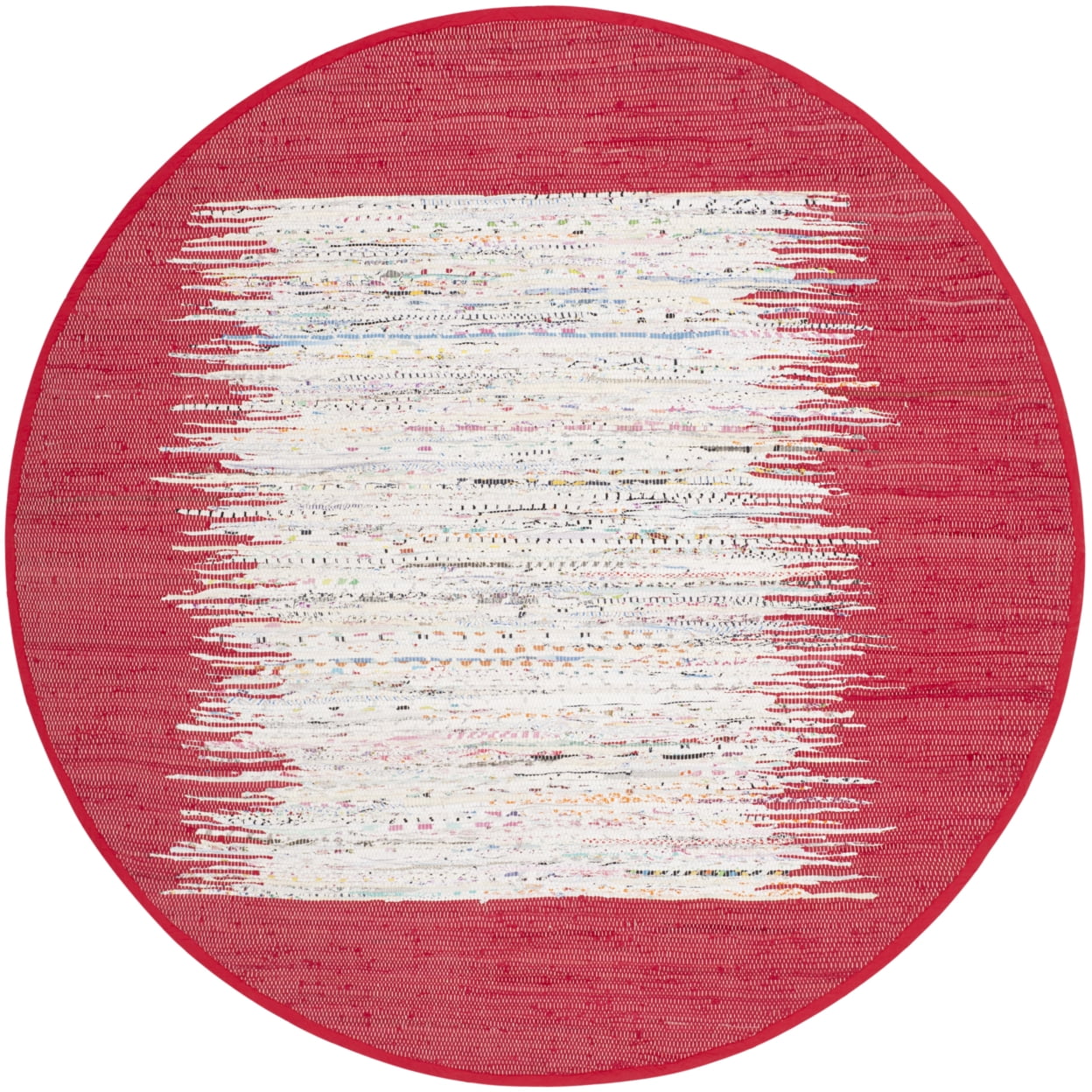 SAFAVIEH Montauk Tennyson Braided Border Cotton Area Rug, Ivory/Red, 5' x 8' - Image 8