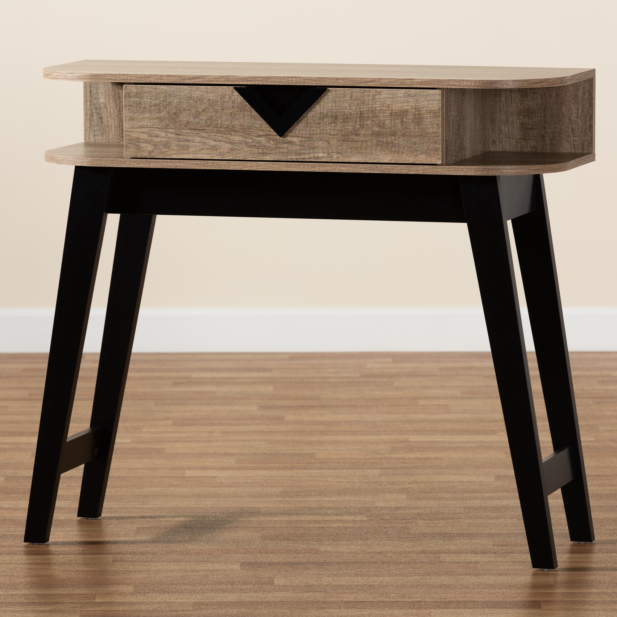 Baxton Studio Wales Modern Wood 1 Drawer Console Table, Black/Light Brown - Image 11