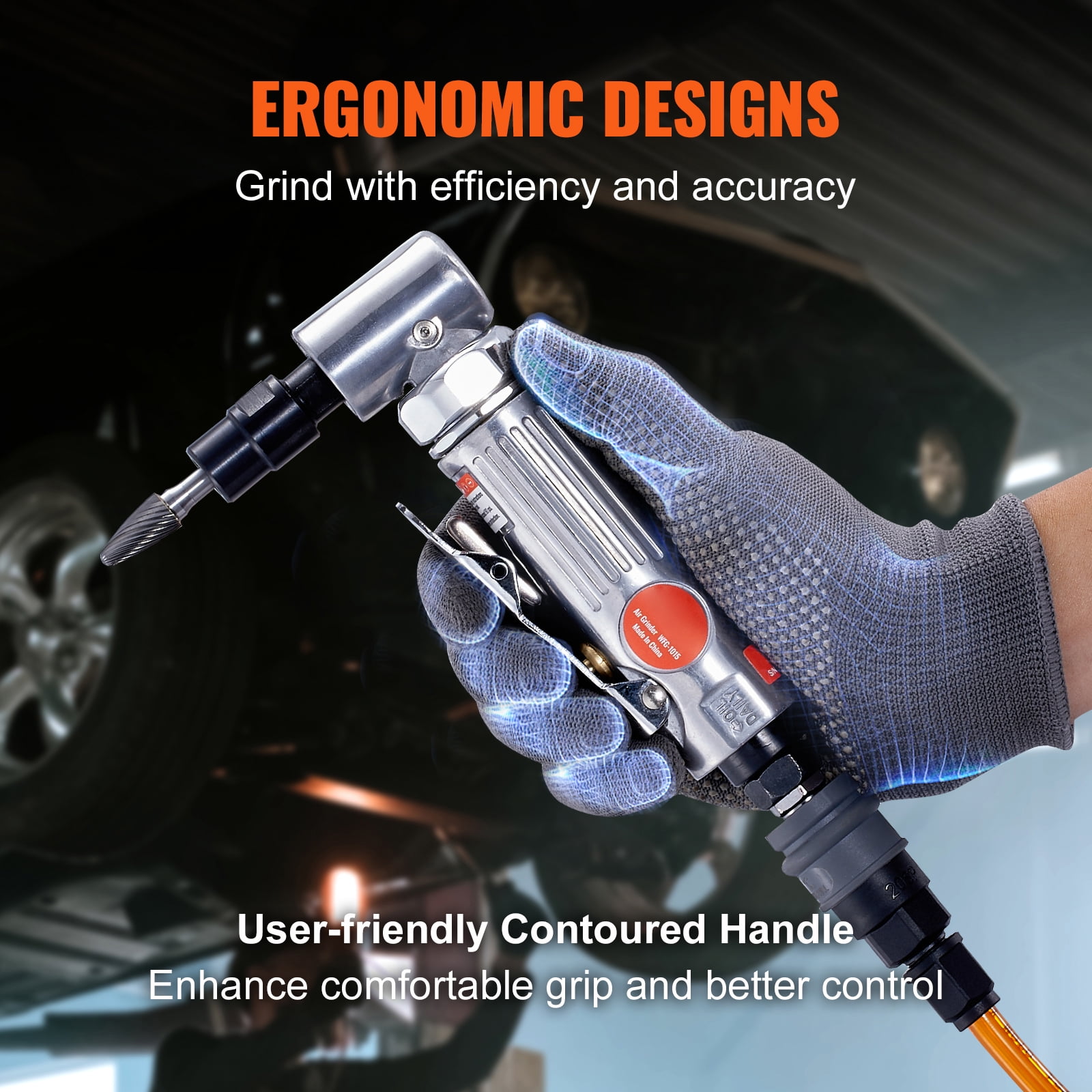 BENTISM Air Die Grinder KiT, 1/4" Right Angle Grinder With 10PCS Single Cut Carbide Burr Set, 20000 RPM/25000RPM, Ball Bearing Construction, Safety Lock, Aluminum Housing, Lightweight Power Tool - Image 9