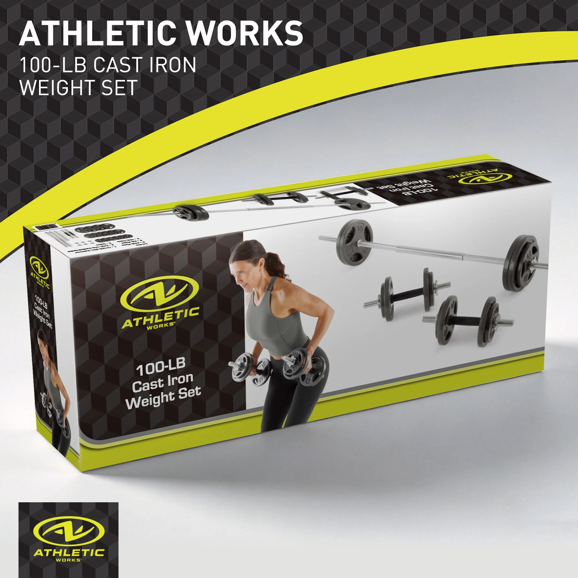 Athletic Works 100LB Black Cast Iron Standard Weight Plate Sets, Used as Both Dumbbell and Barbell,1-inch Holes Fit Standard Sized Bar - Image 8