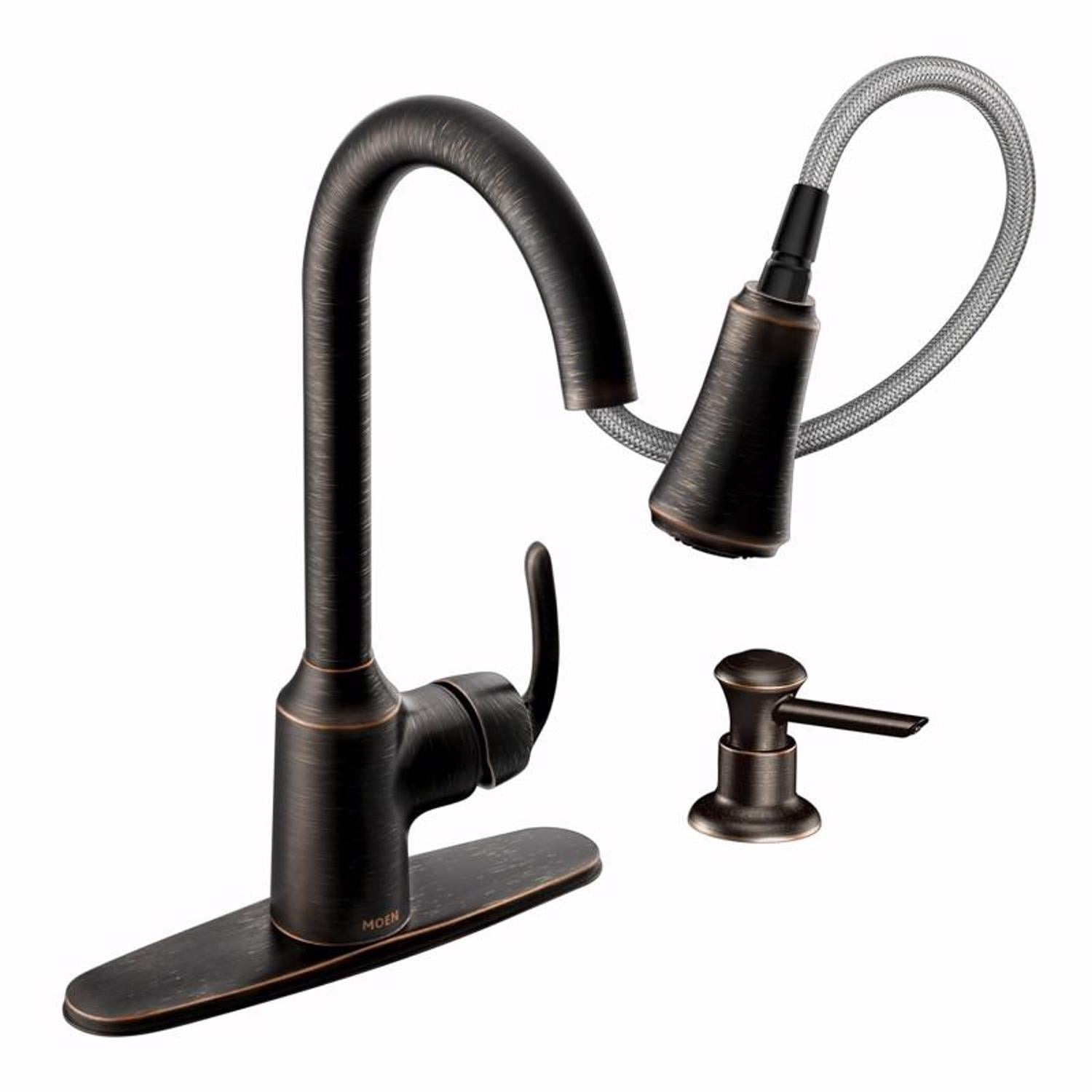 Moen Bayhill Mediterranean Bronze One-Handle High Arc Pulldown Kitchen Faucet - Image 5