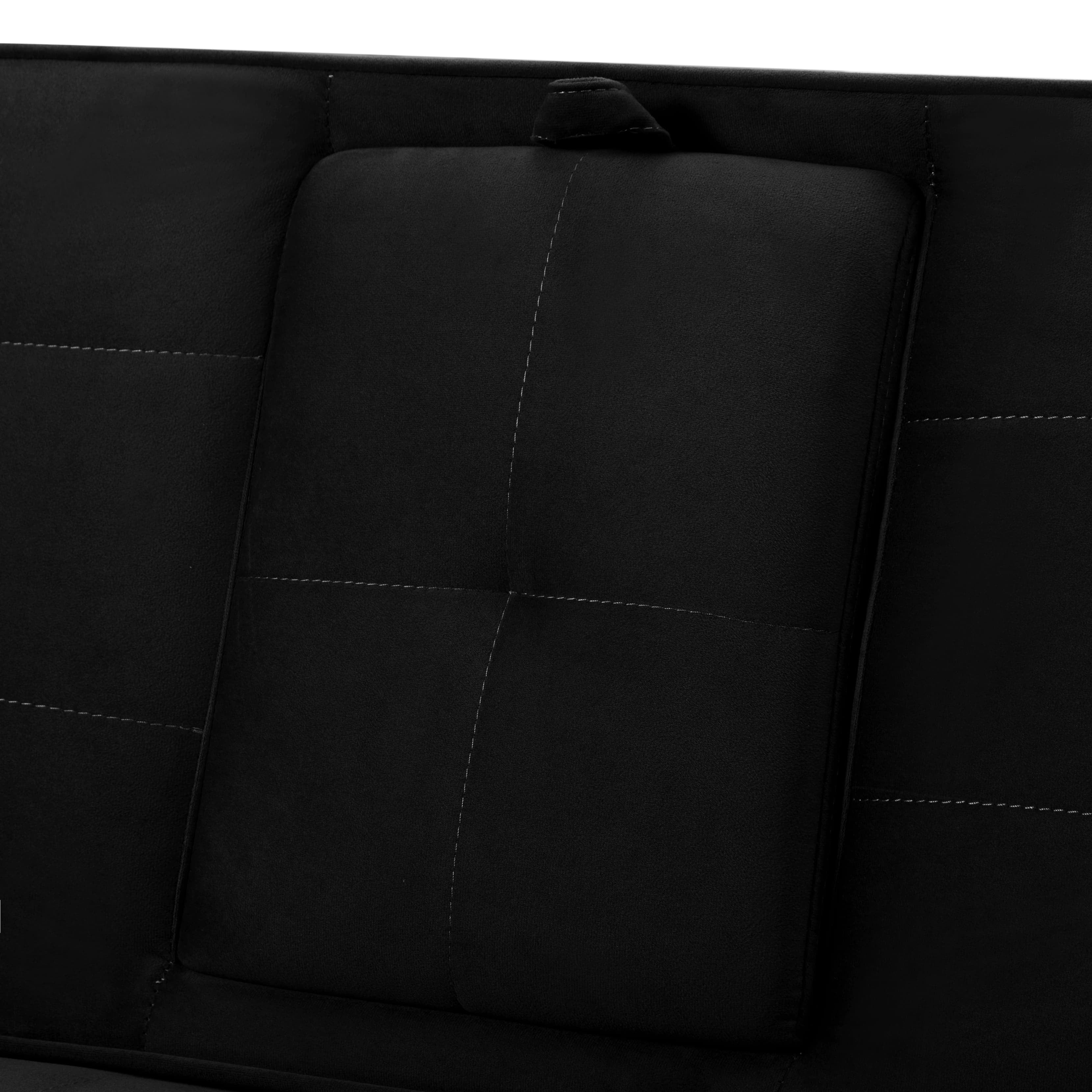 BSHTI Twin Size Futon Sleeper Sofa Bed,Velvet Upholstery,3 Angles for Adjusting Backrest,with 2 Cup Holders,Removable Arm,Convertible Sleeper Sofa(Black) - Image 3