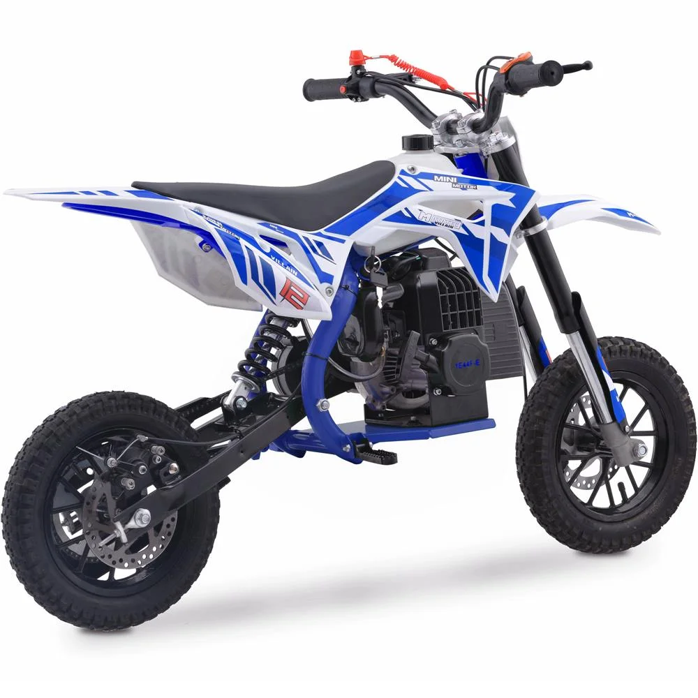 MotoTec Villain 52cc 2-Stroke Kids Gas Dirt Bike Blue - Image 2